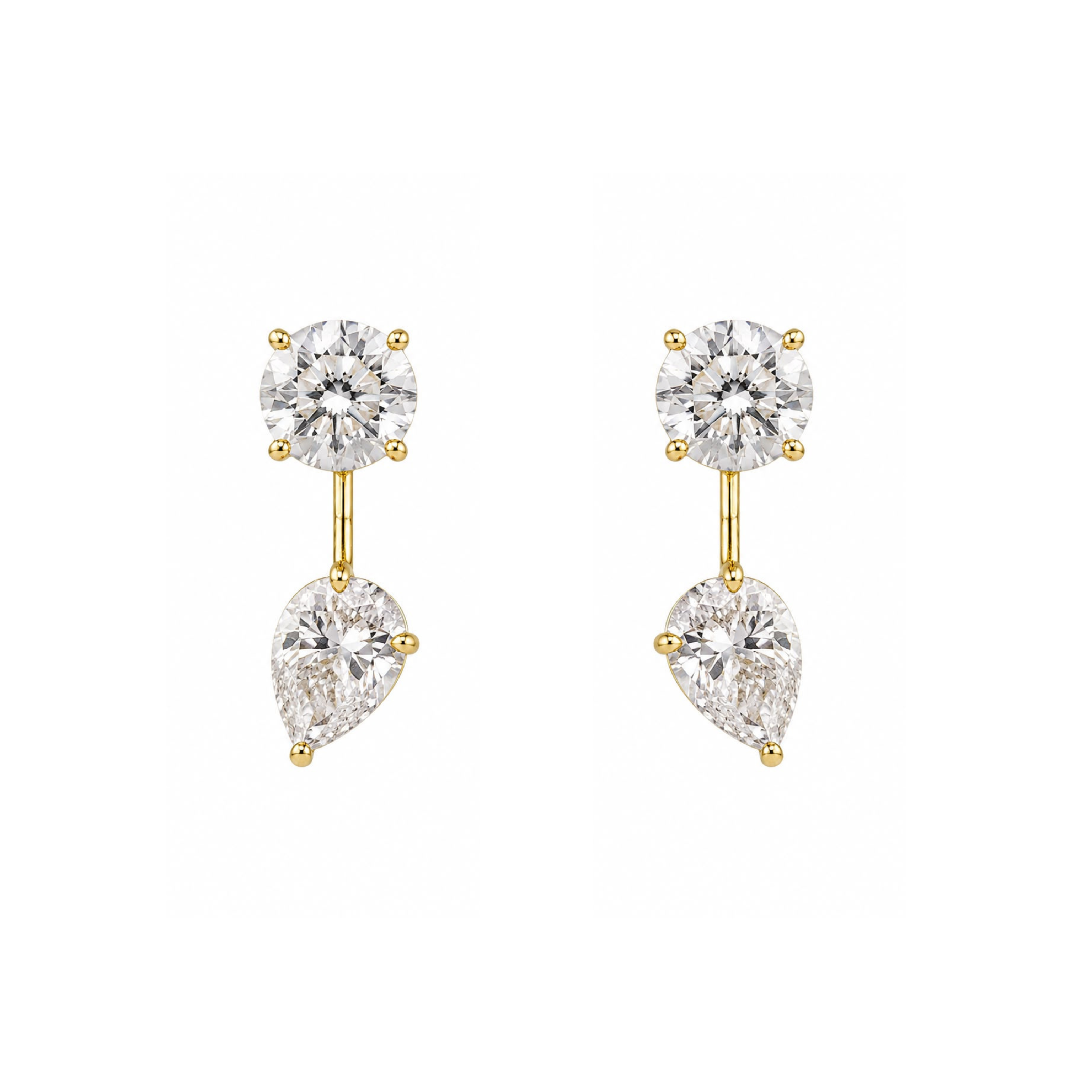 Round Drop Pear Moissanite Earring