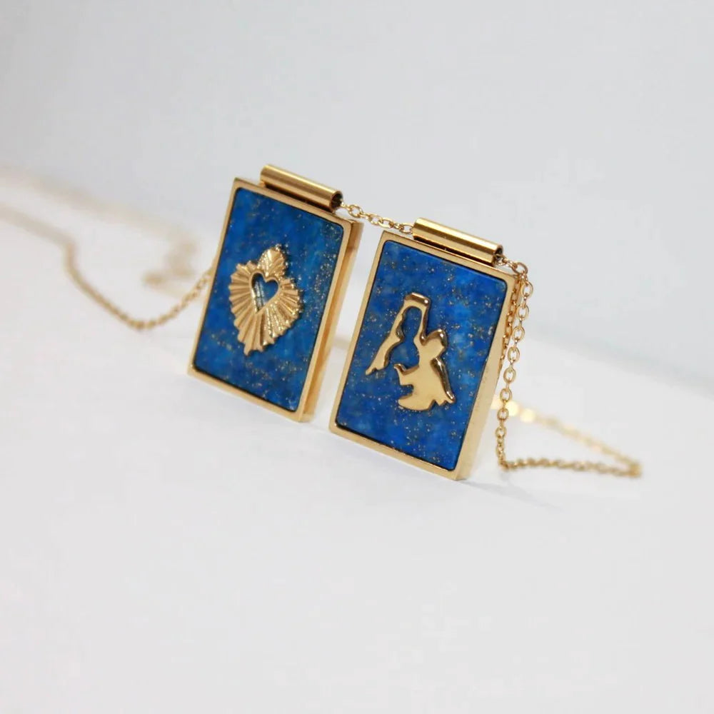 'SCAPULAR' VIRGIN & SACRED HEART -LAPIS LAZULI- TGU