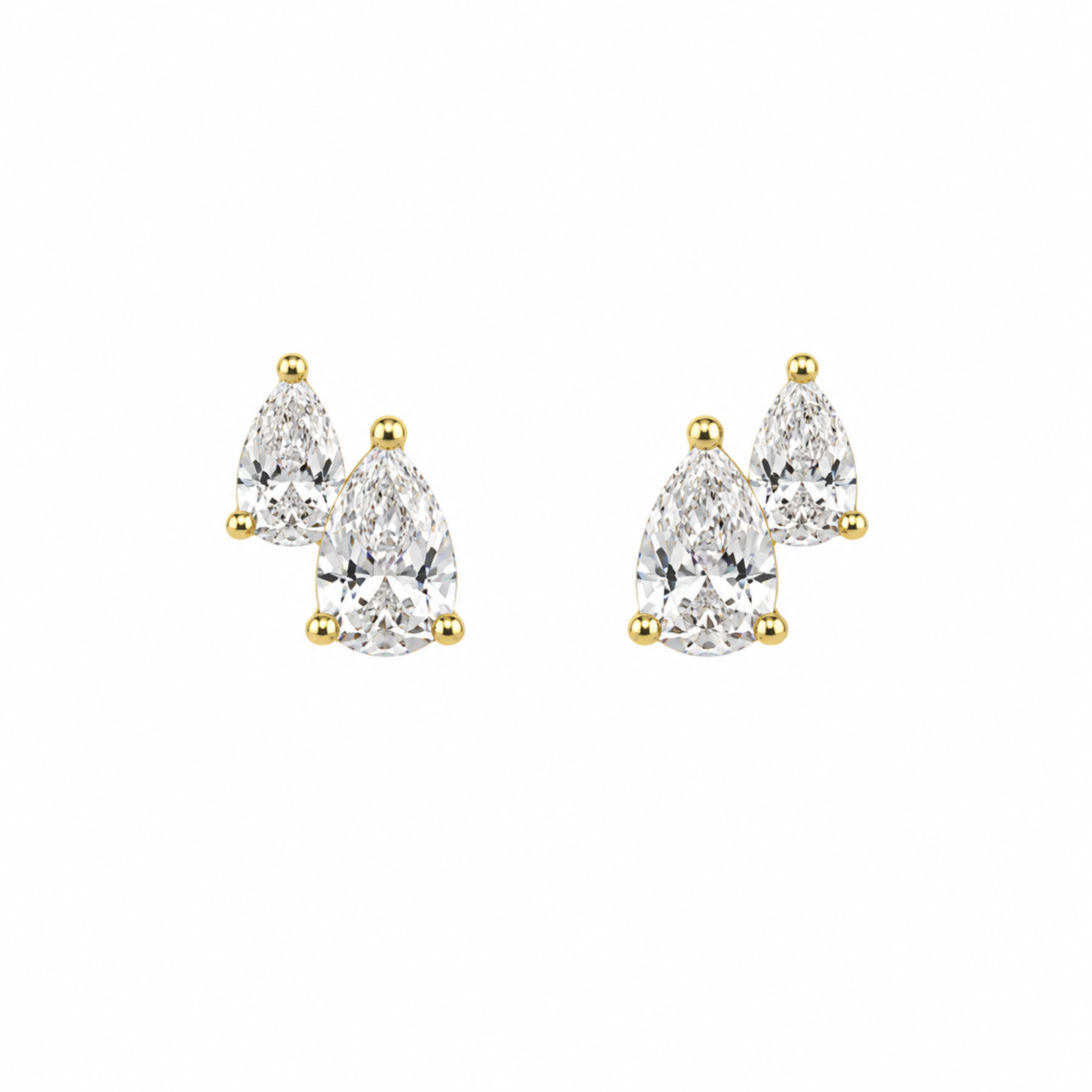 Twin Pear Moissanite Stud