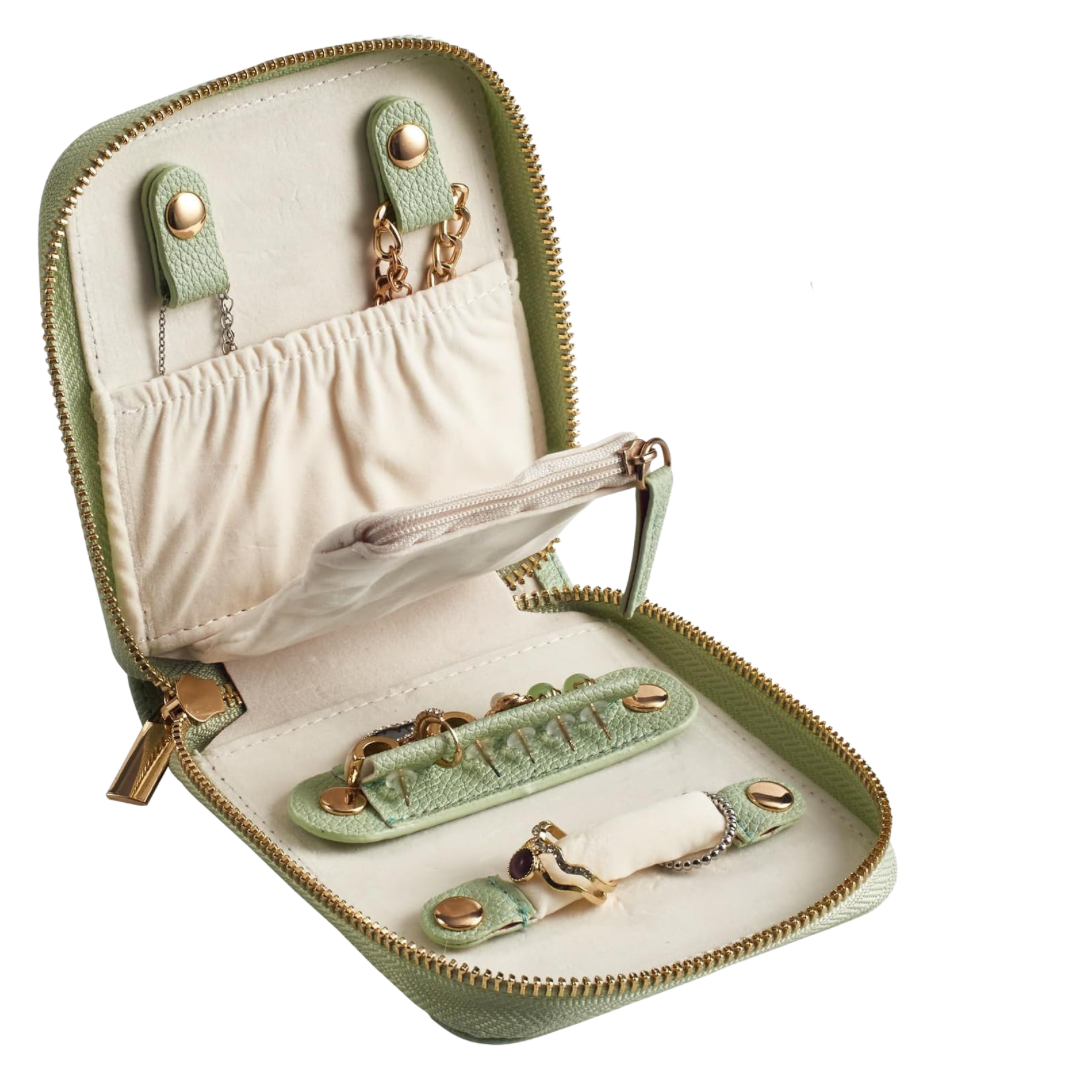 Travel Jewelry Organizer Case - Small Green
