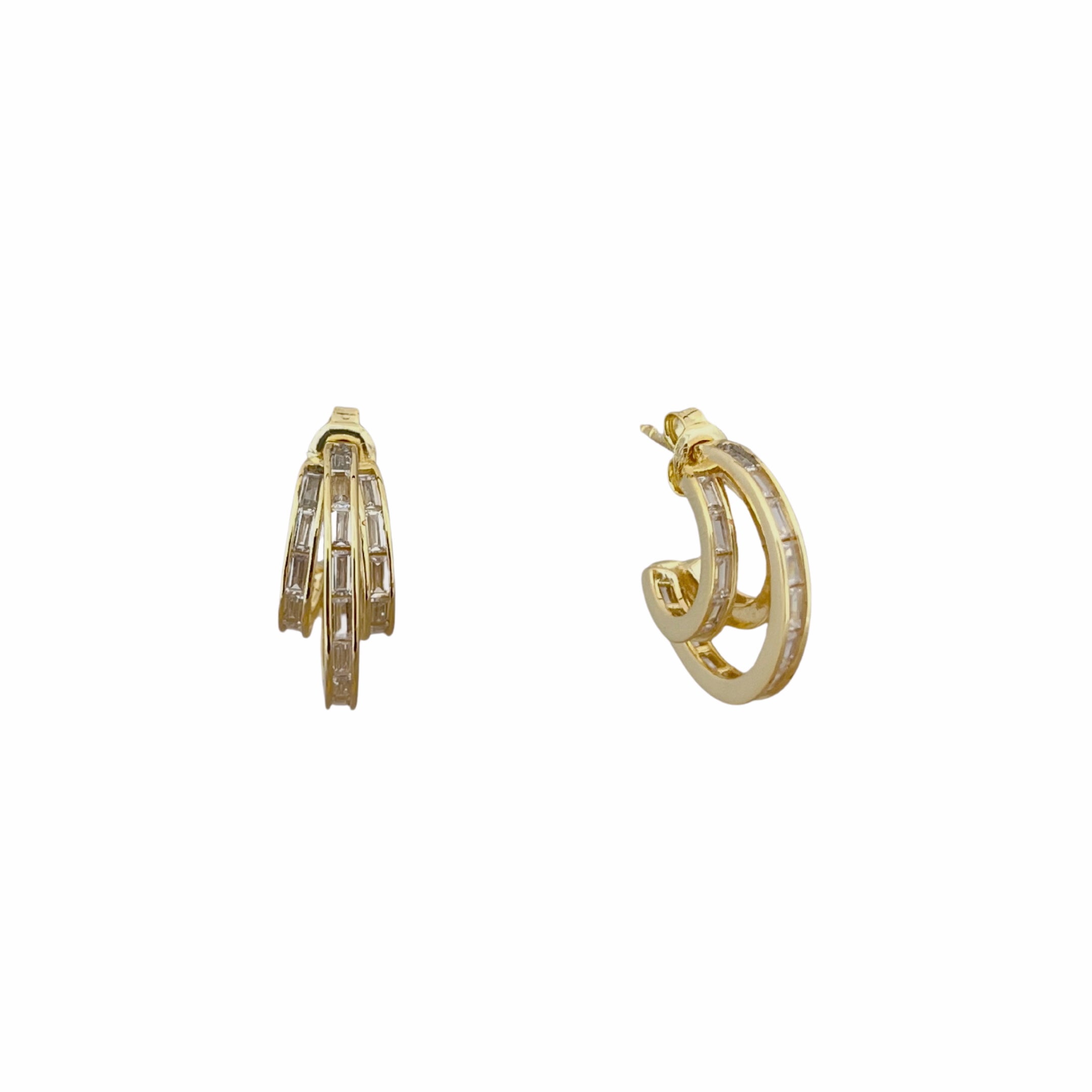 Triple Baguette Hoop