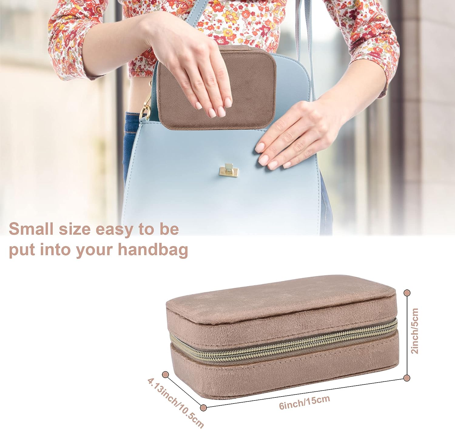 Velvet Travel Jewelry Case - Khaki