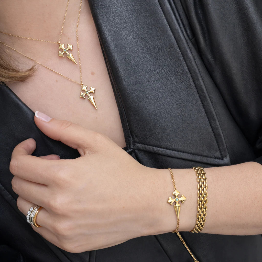 'SANTIAGO' Cross Necklace -Turquoise-