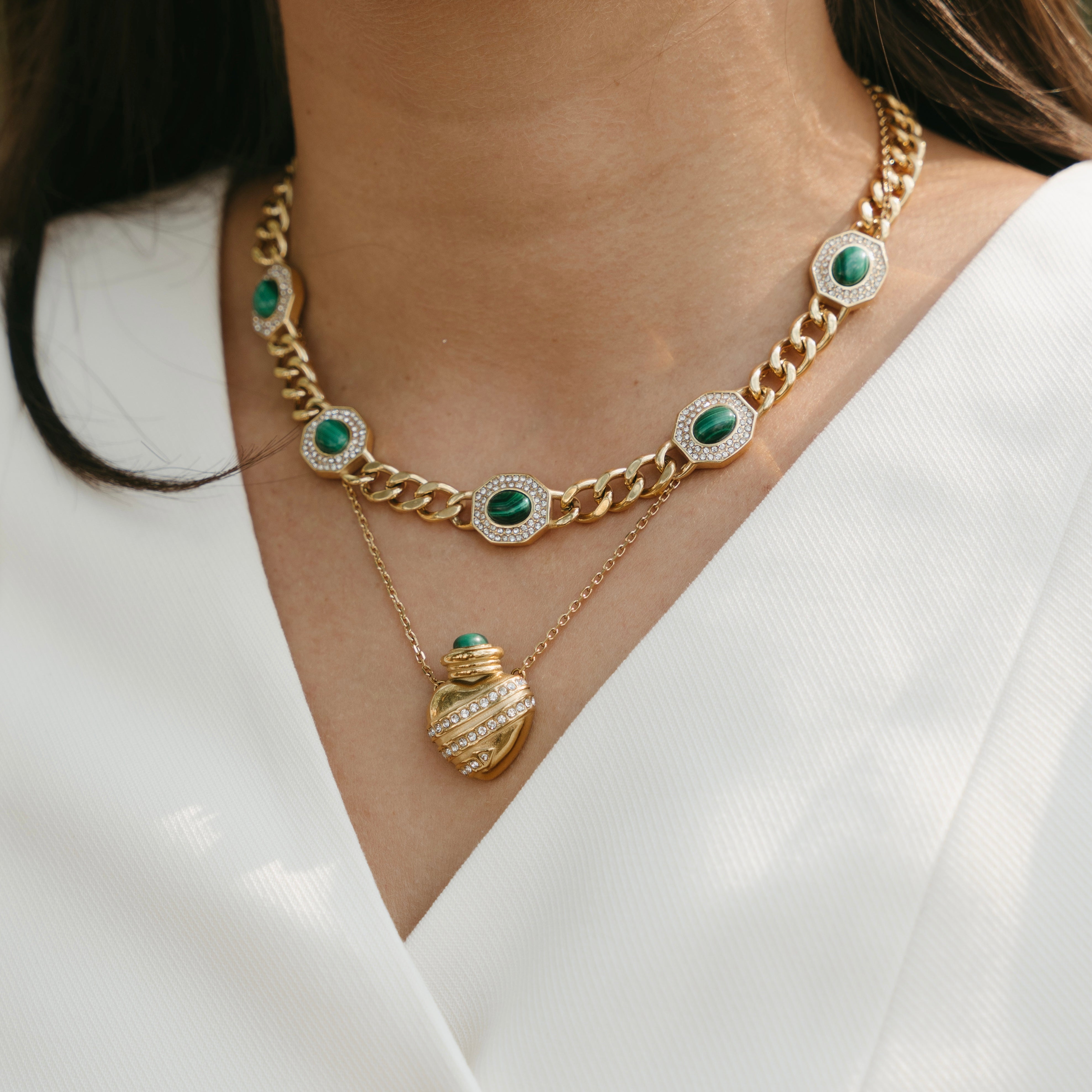 'ESTELA' Necklace -Malachite-