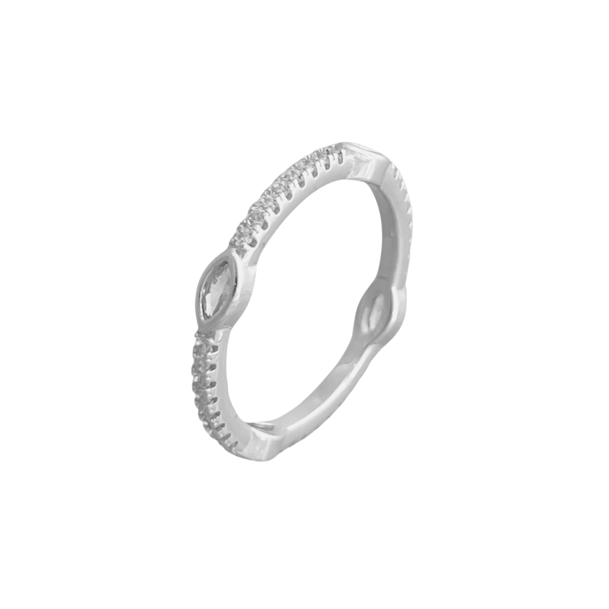 Oval X Pave Ring