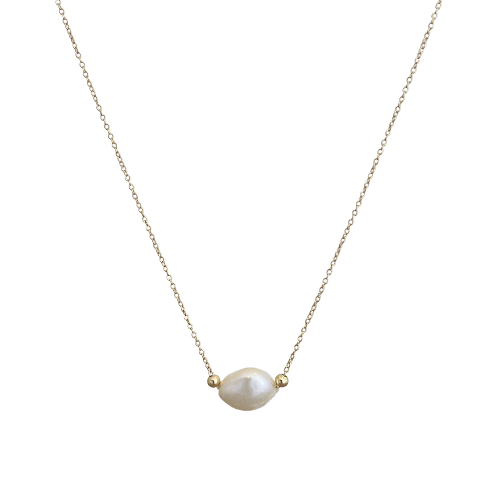 Large Pearl gold pebbles Necklace