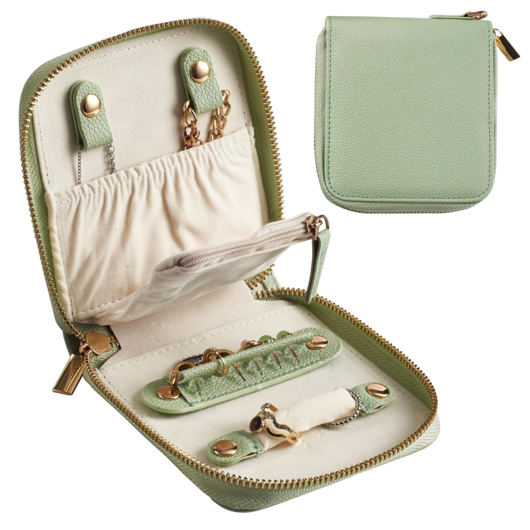 Travel Jewelry Organizer Case - Small Green
