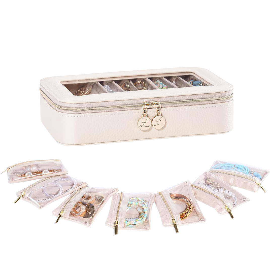 Travel Jewelry Organizer Case - Beige