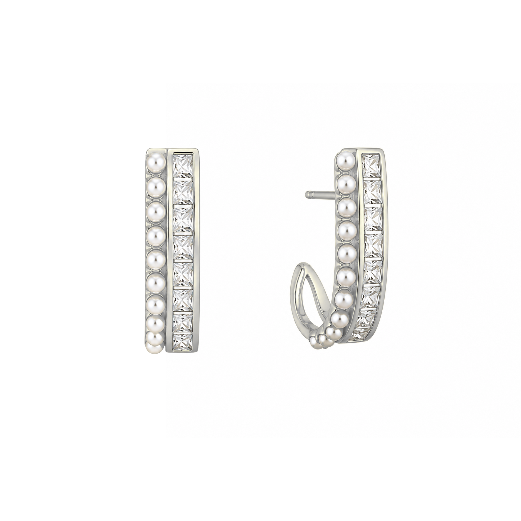Twin Row Pearl Hoops