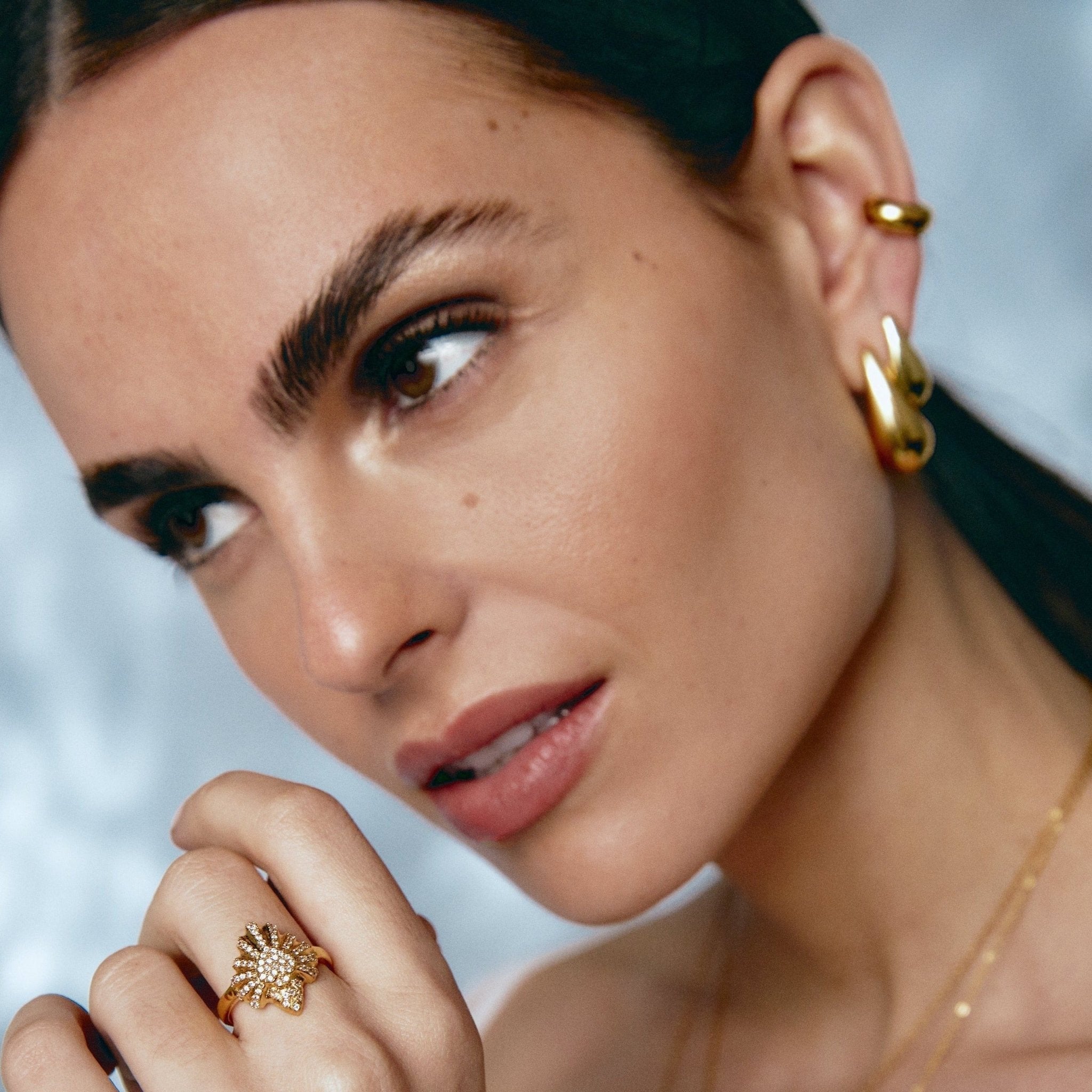 'PENSIVE' Earrings -Gold Medium- - Ibiza Passion