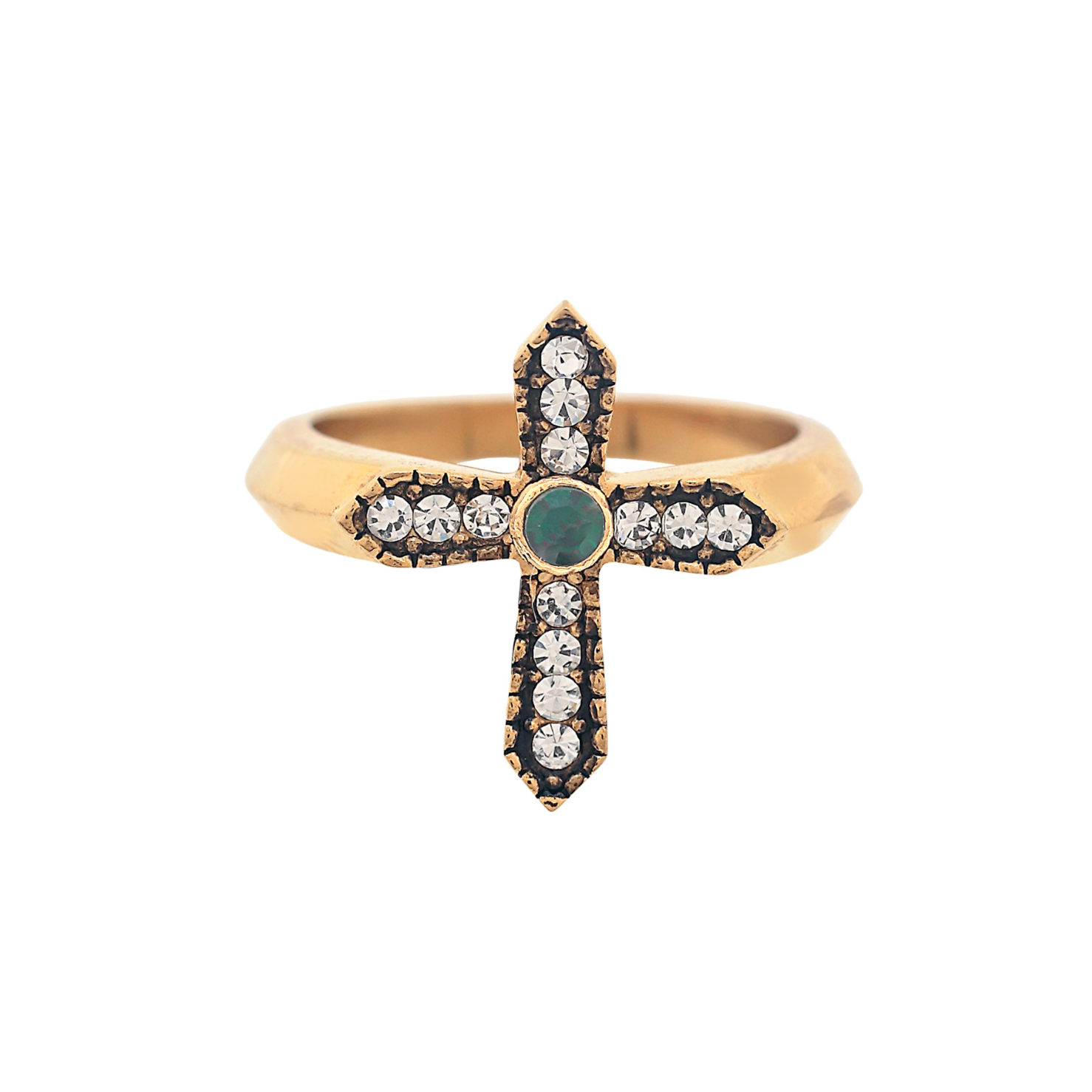 'RING WITH CROSS Cz STONES'