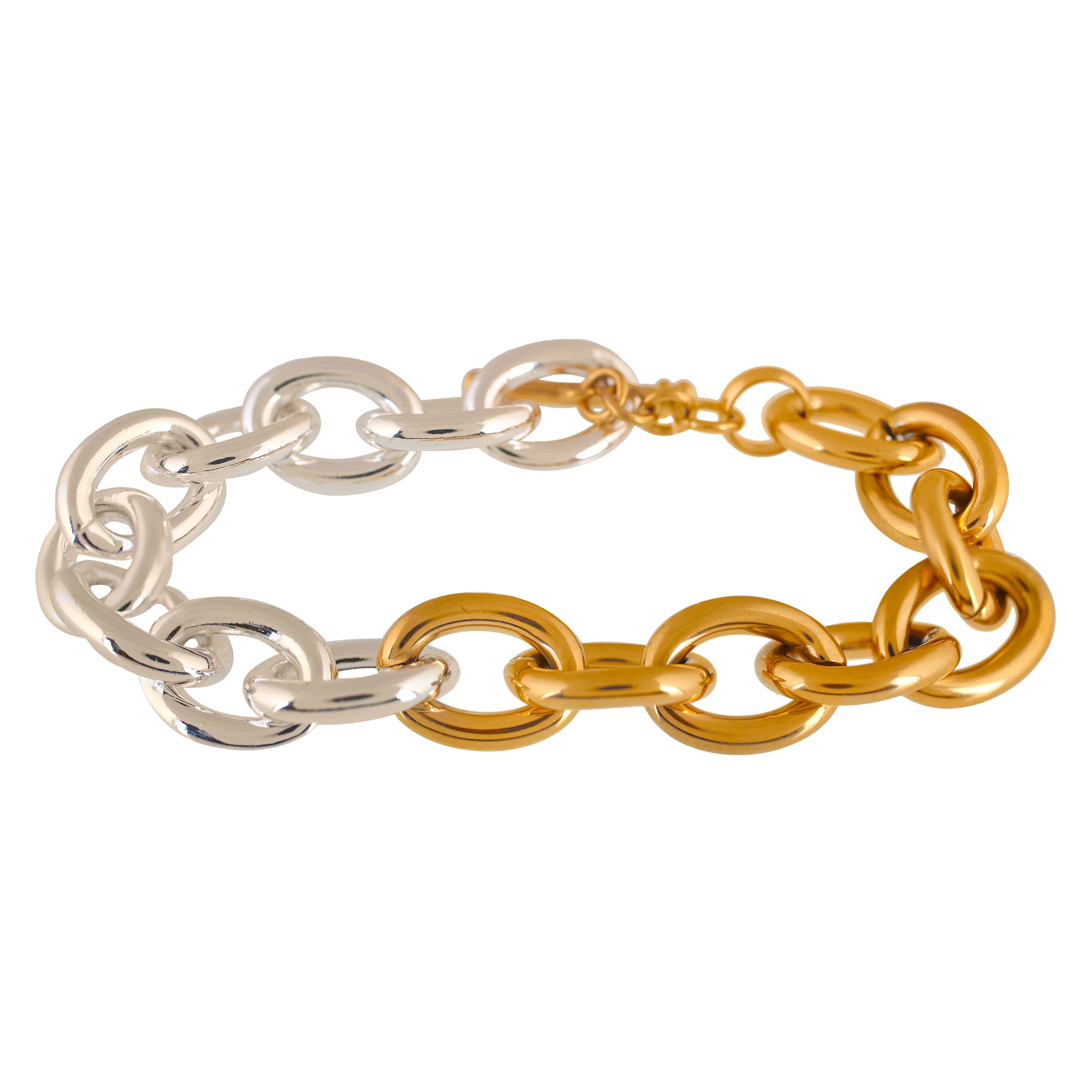 'CONNECTION' Two-Tone Chunky Bracelet