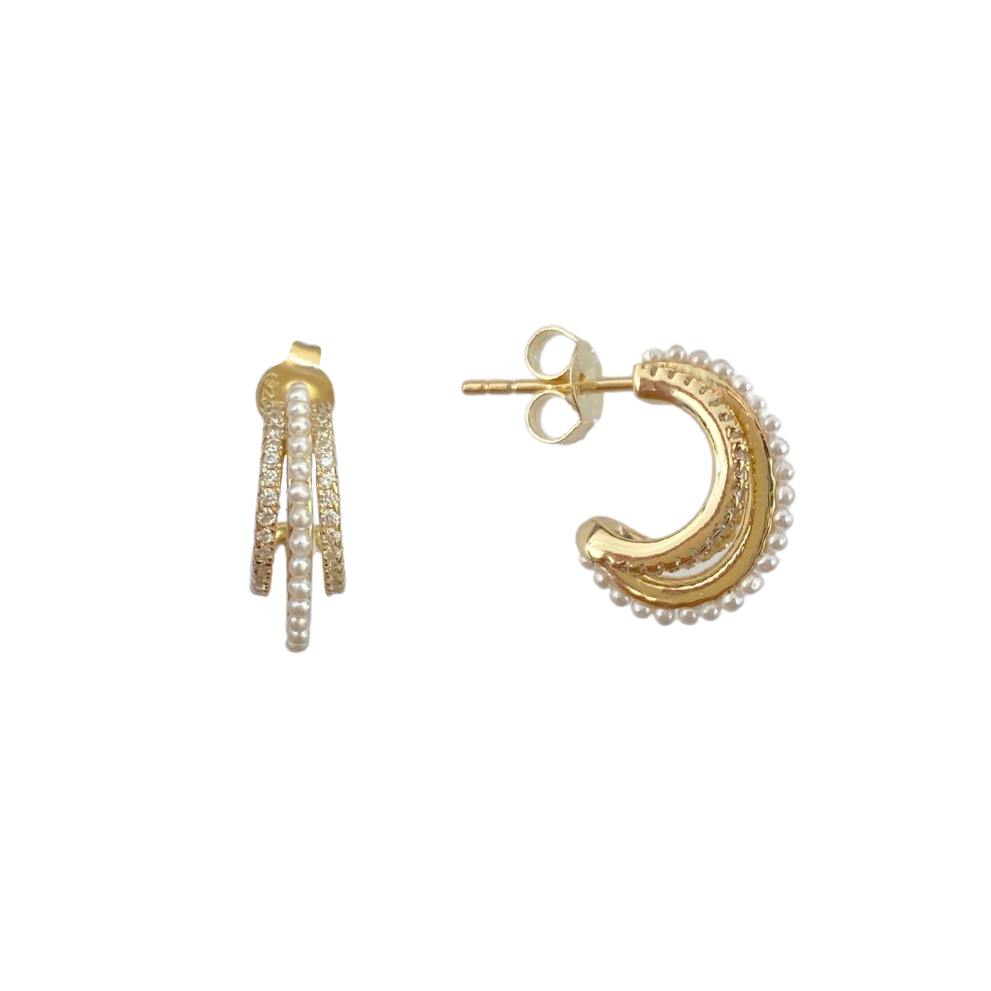 Triple Pave Pearl Hoop