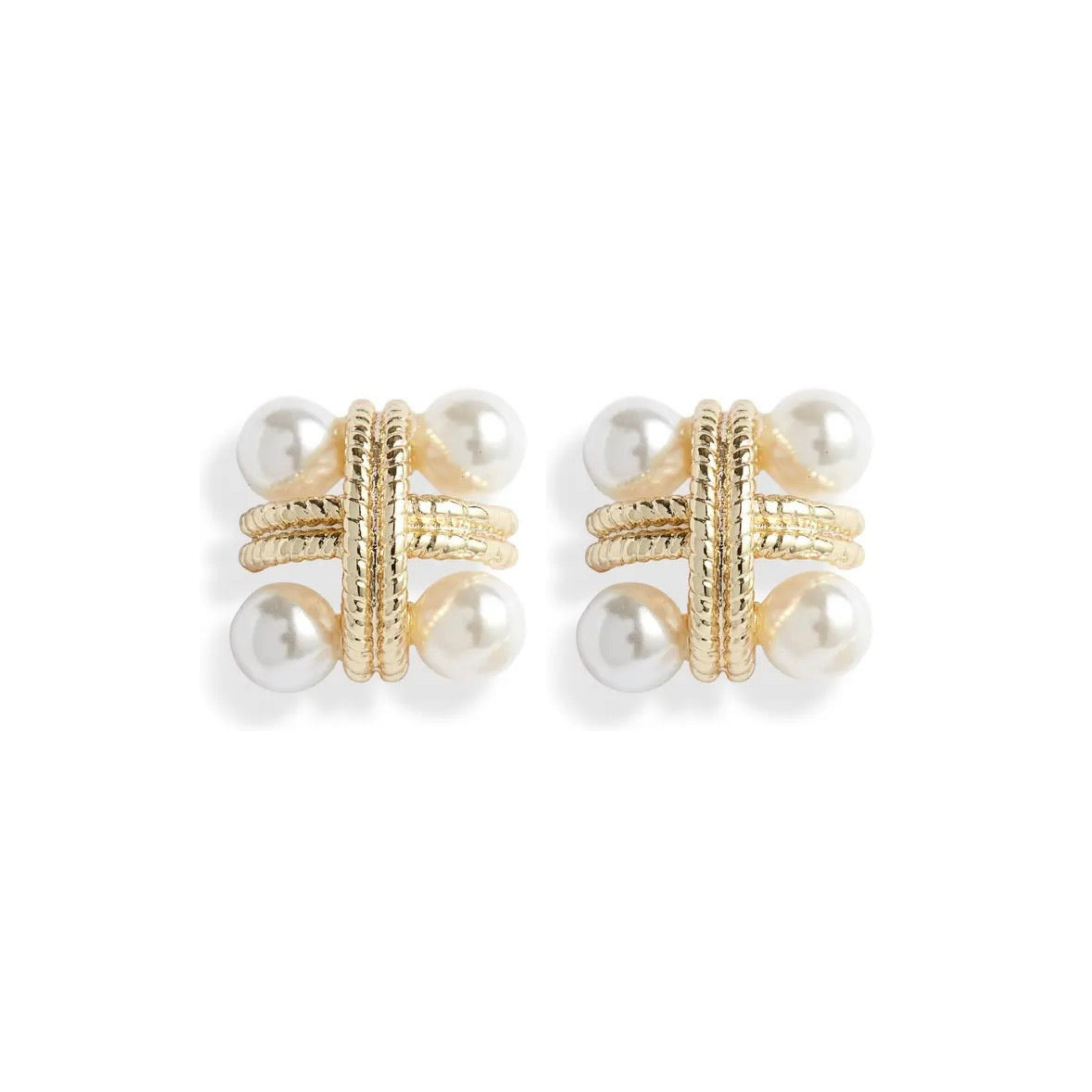 Cross pearl stud