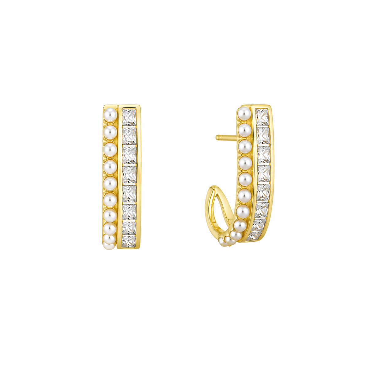 Twin Row Pearl Hoops