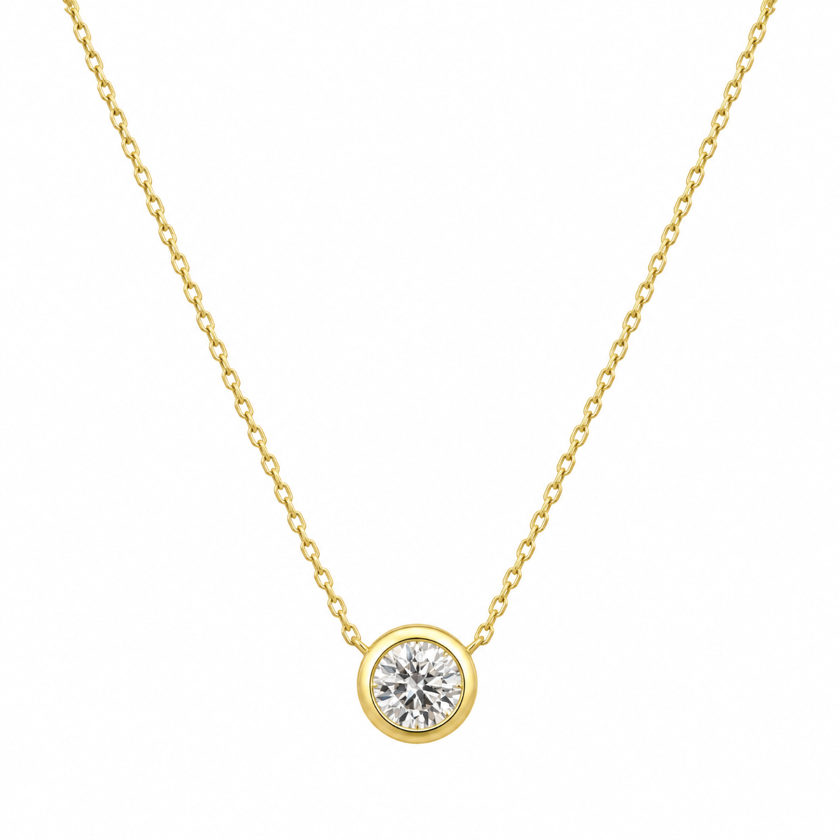 Round Bezel Moissanite Necklace