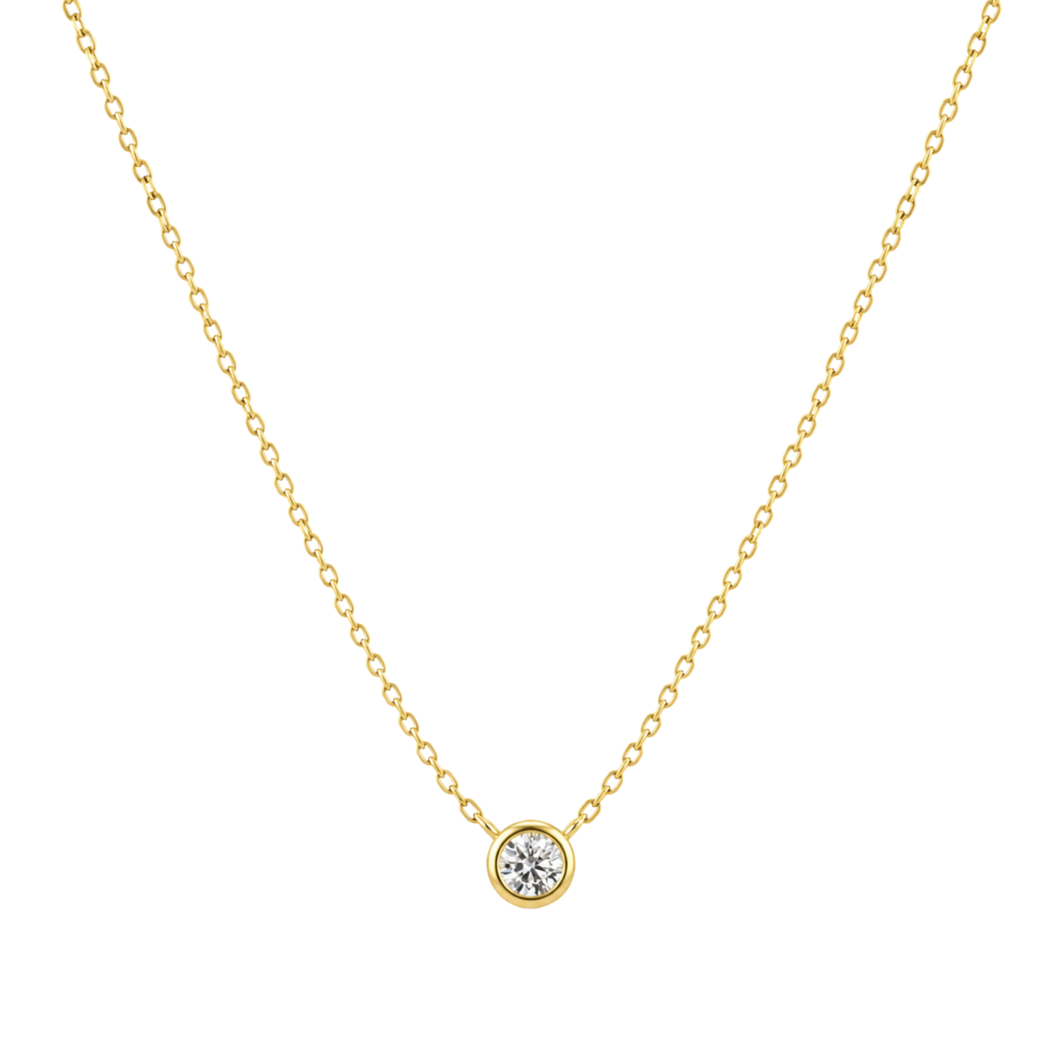 Round Bezel Moissanite Necklace