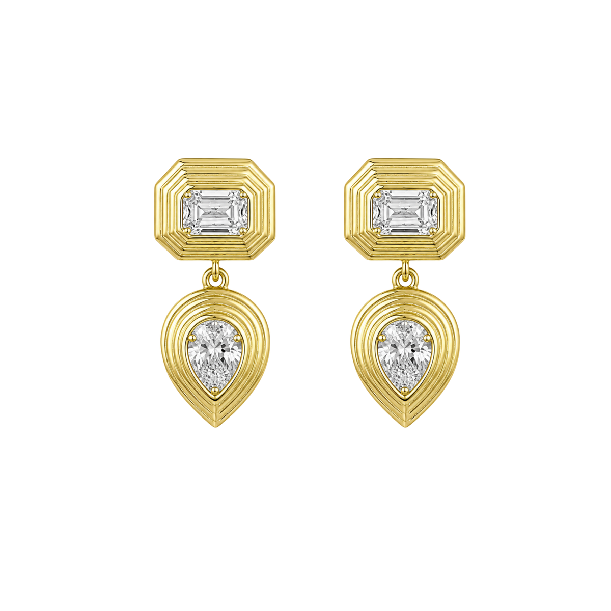 Emerald & Pear Frame Earrings