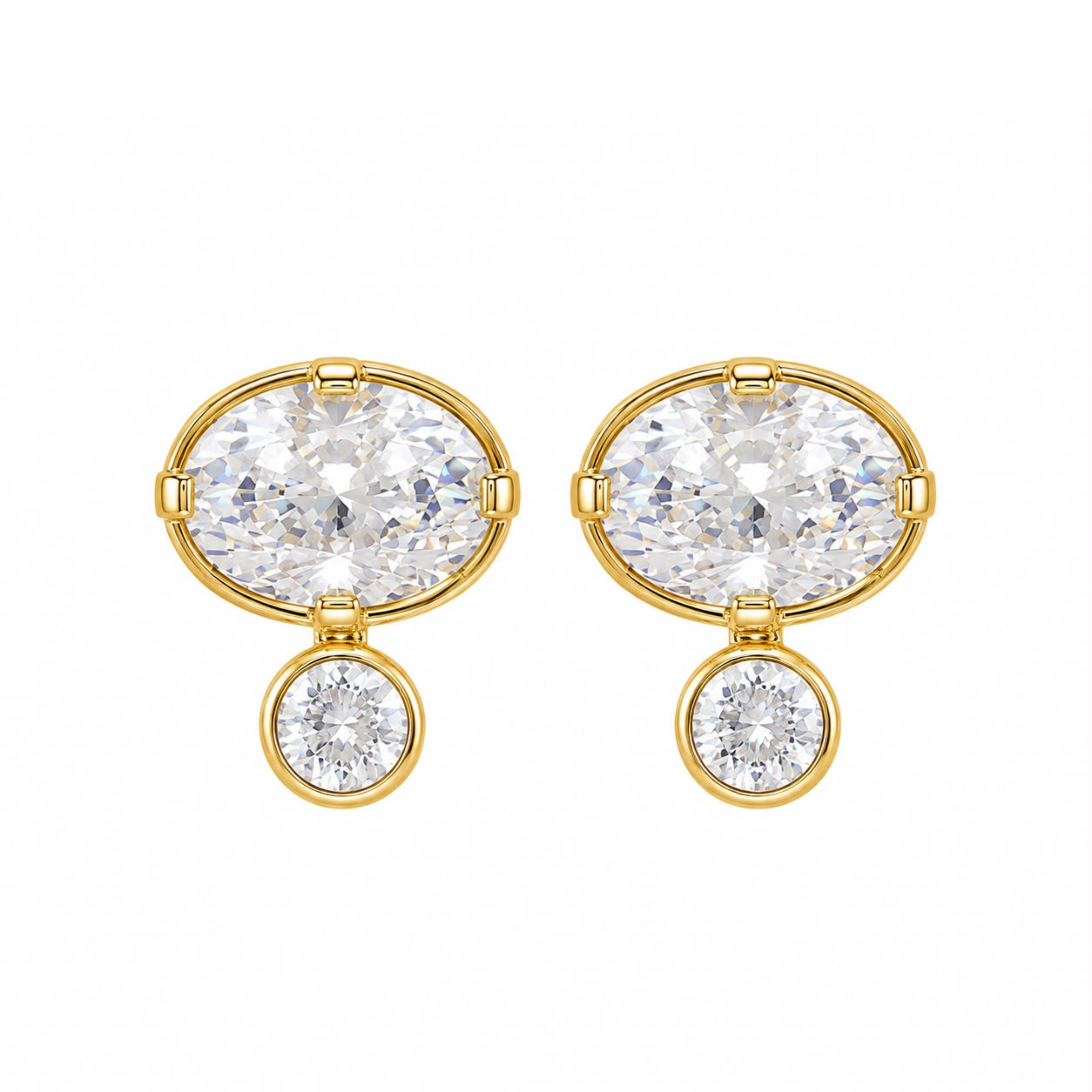 Oval Bezel Moissanite Earring