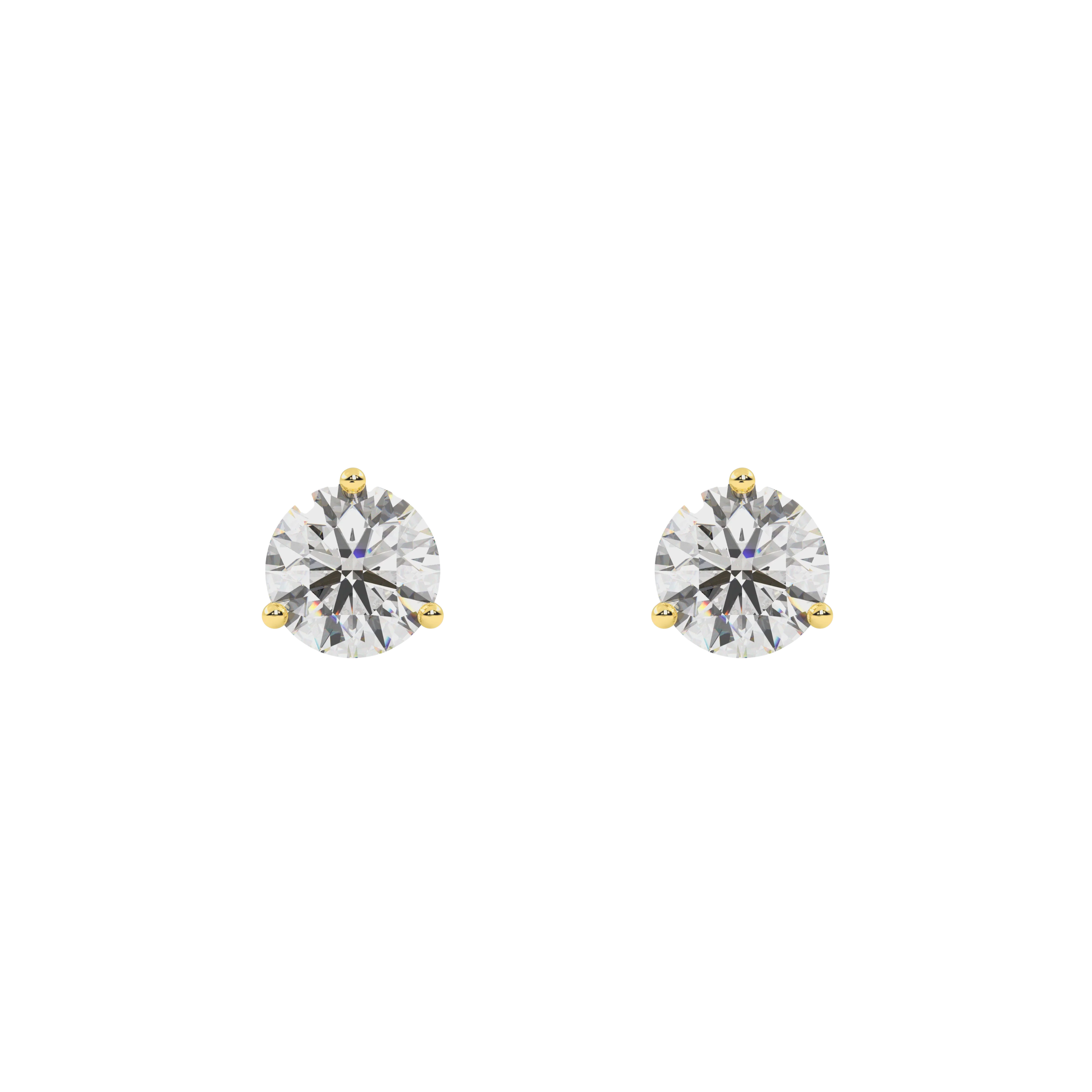 Three Prong Moissanite Stud