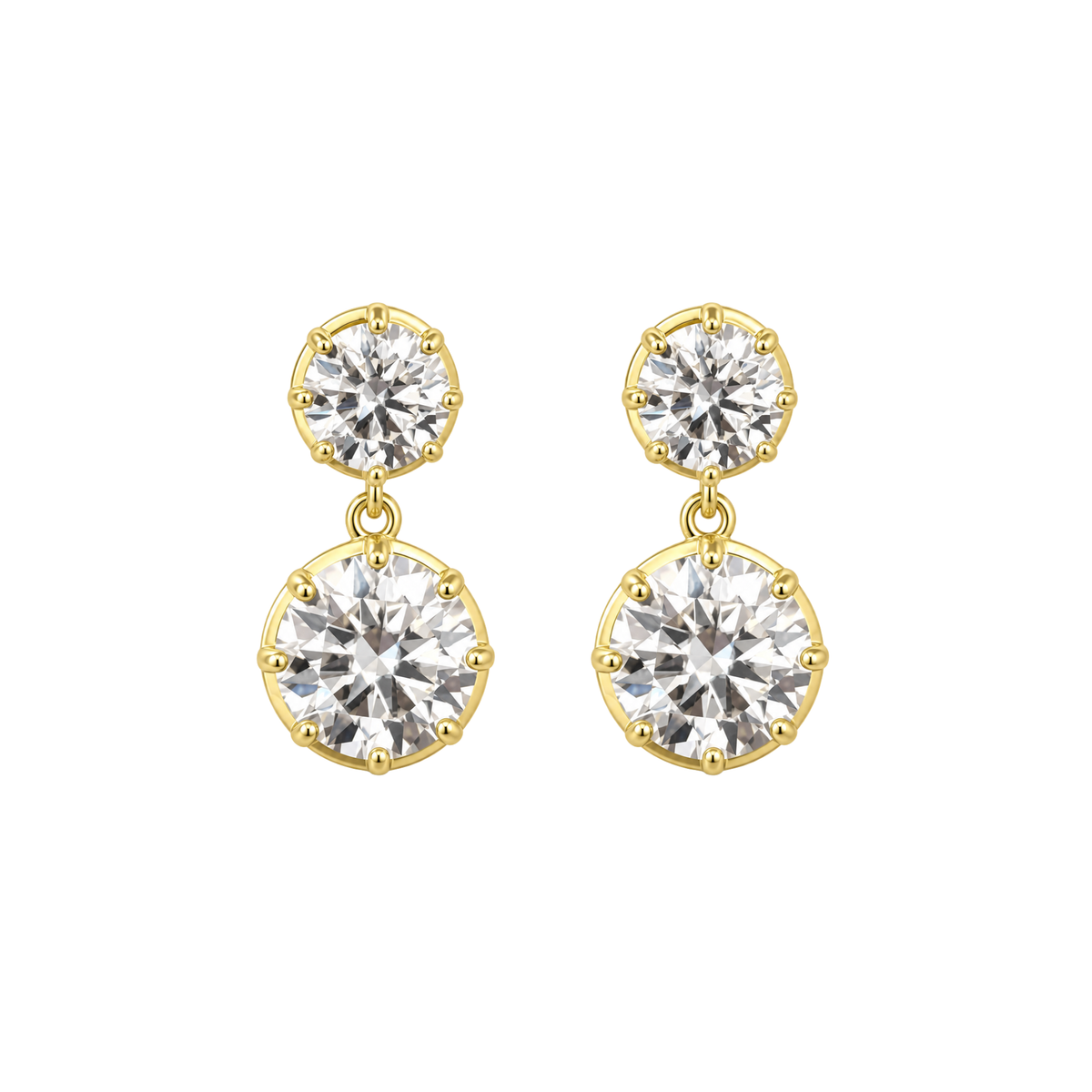 Double Round Moissanite Drop Earrings
