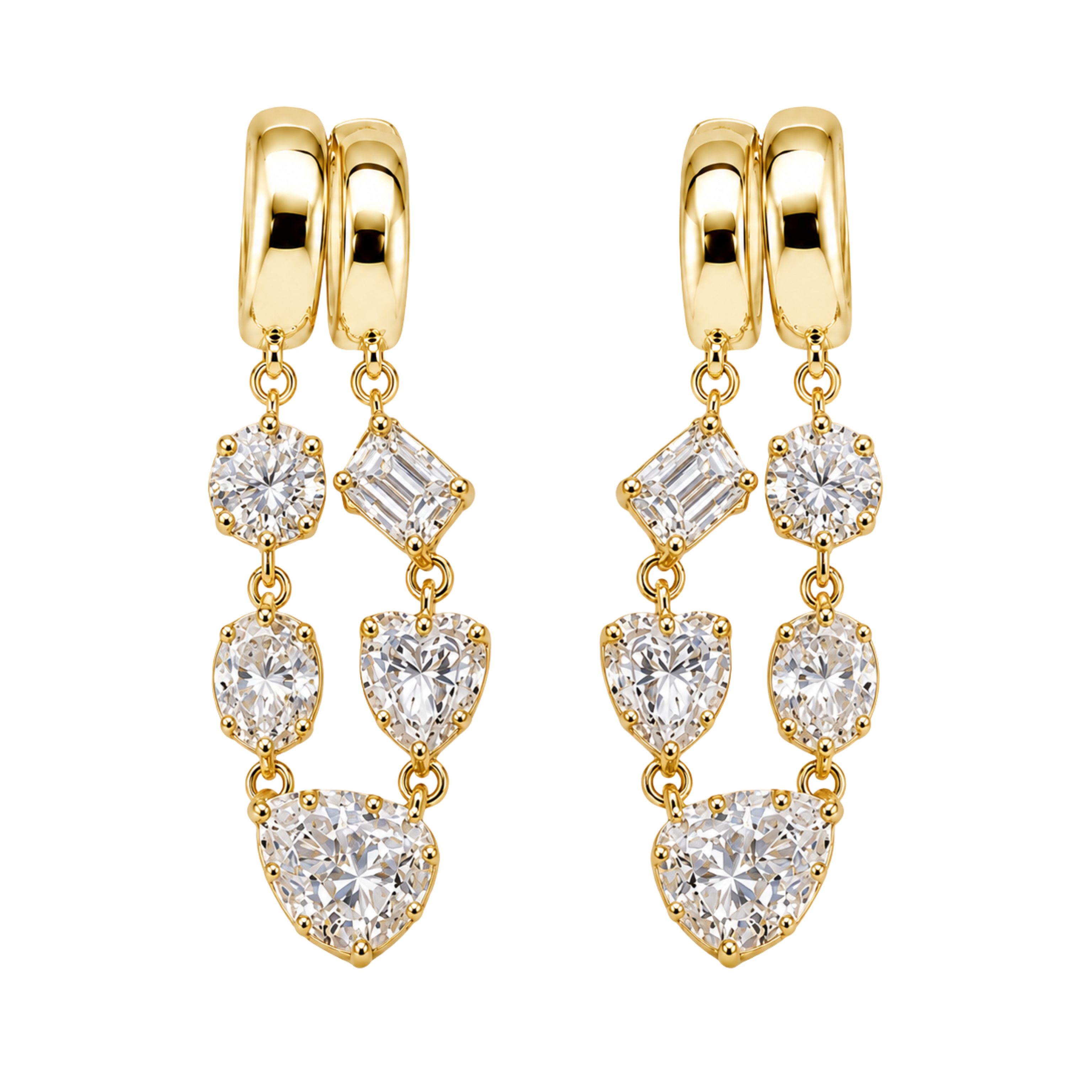 Mixed-Shape Double Moissanite Hoop
