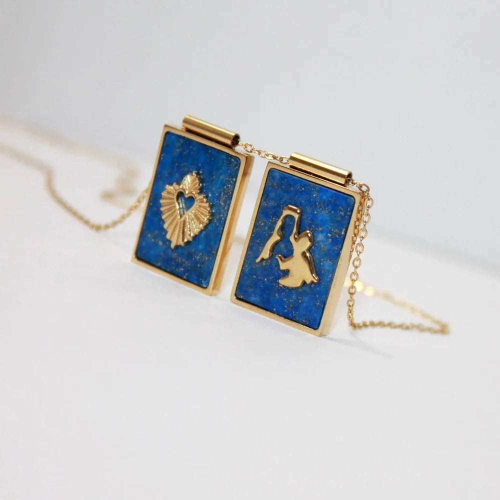 'SCAPULAR' VIRGIN & SACRED HEART -LAPIS LAZULI-