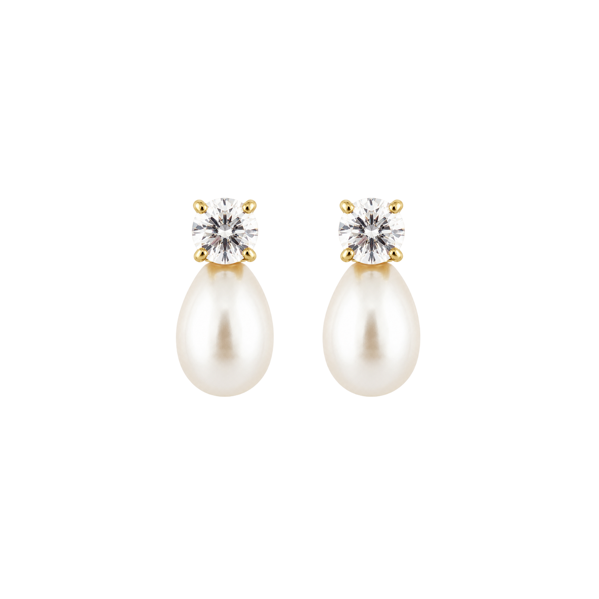 Round-Cut Pearl Drop Earrings