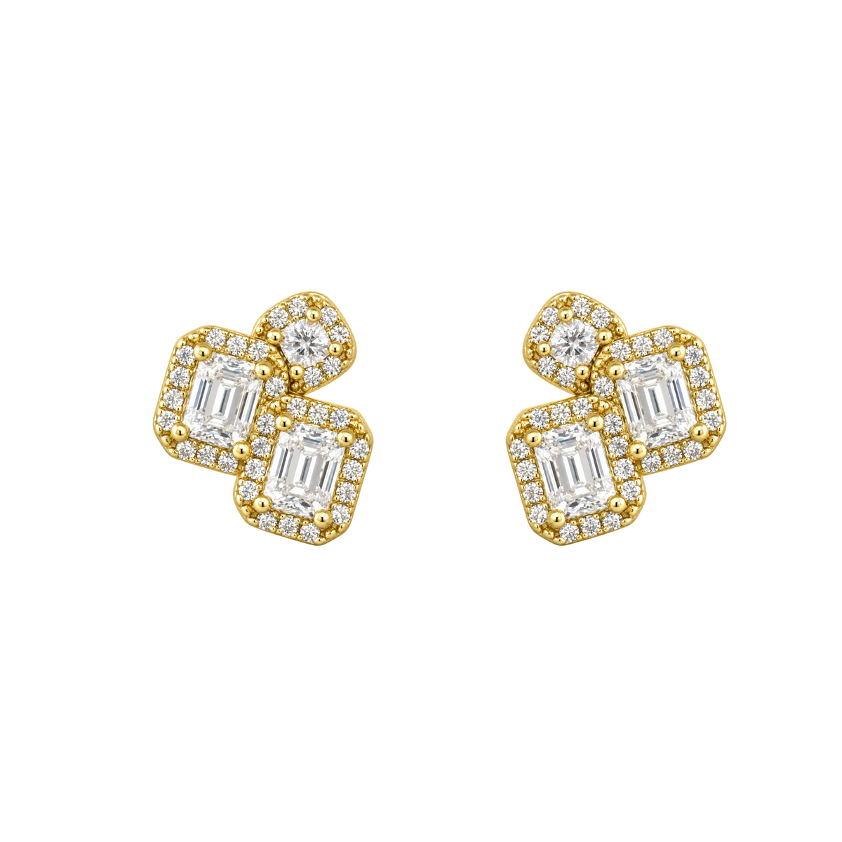 Emerald Moissanite Cluster Studs