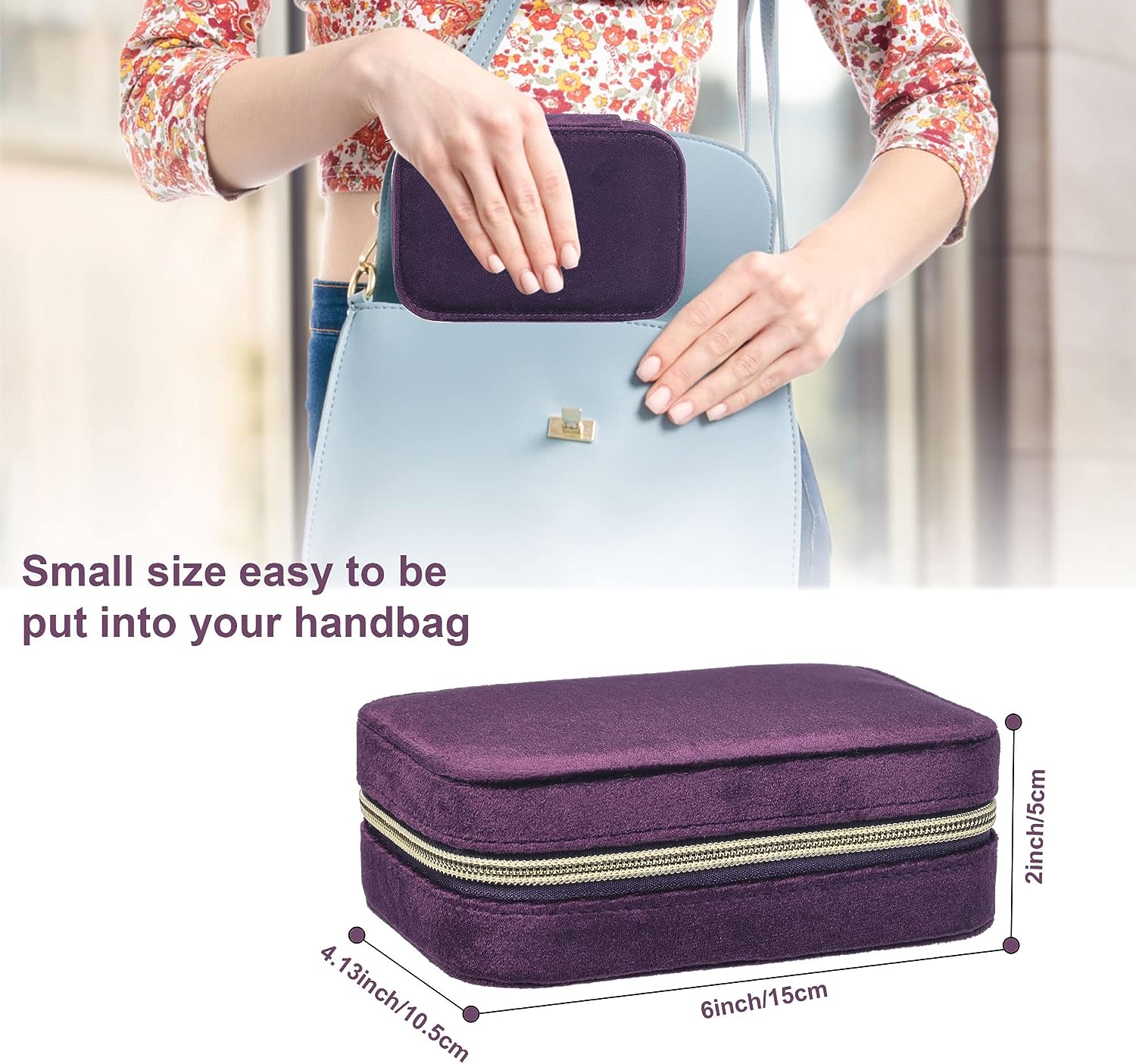 Velvet Travel Jewelry Case - Purple