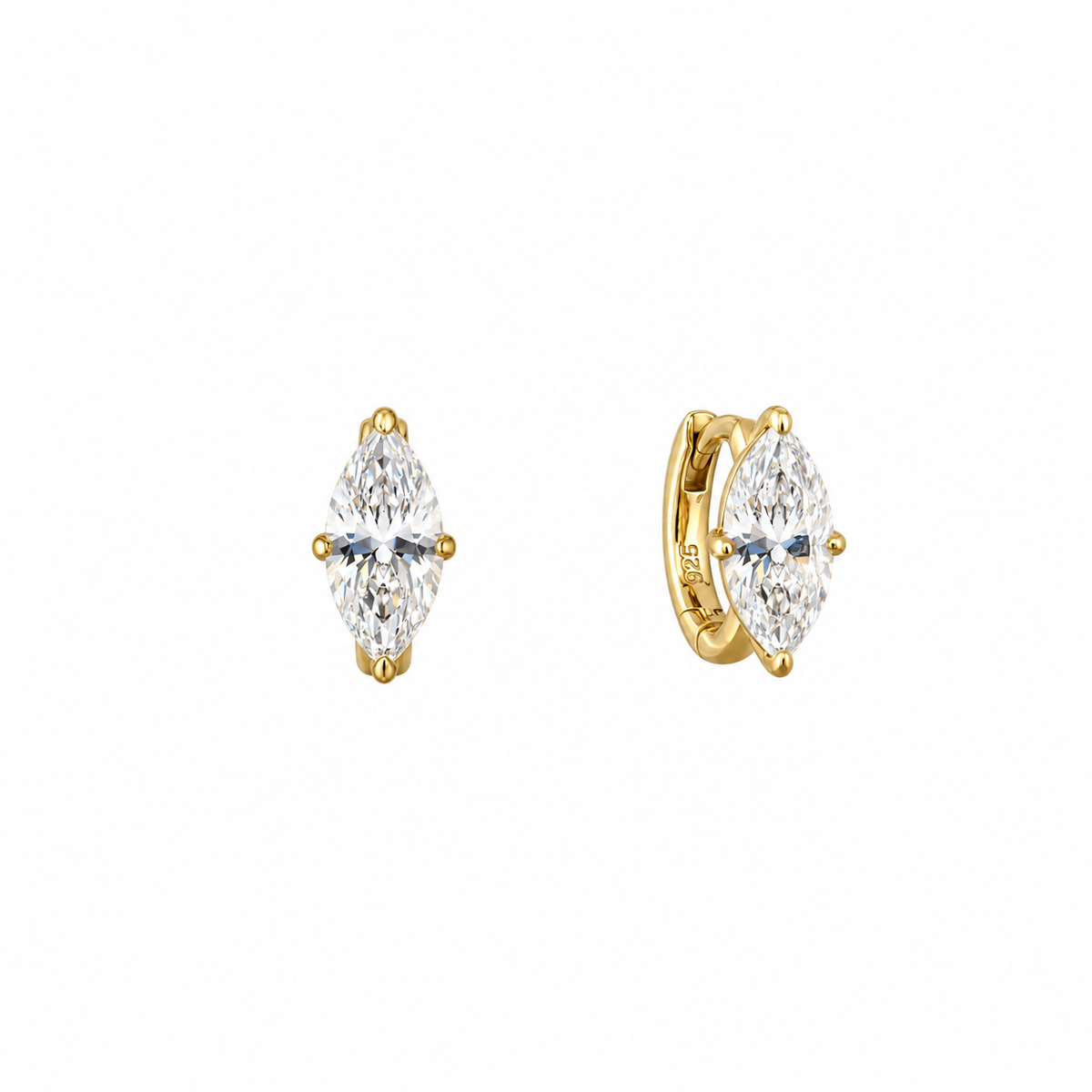 Marquise Moissanite Huggies
