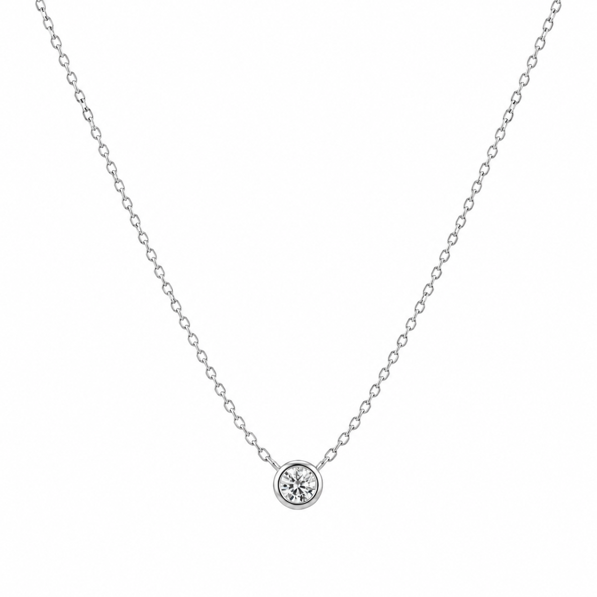 Round Bezel Moissanite Necklace