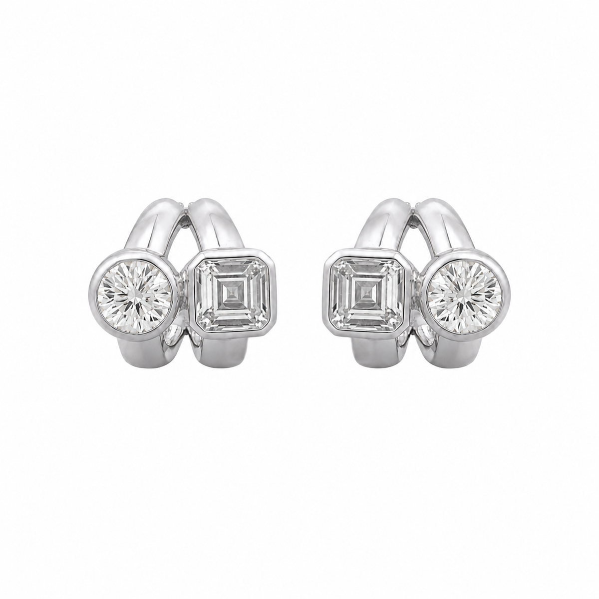 Emerald & Round Duo Hoops