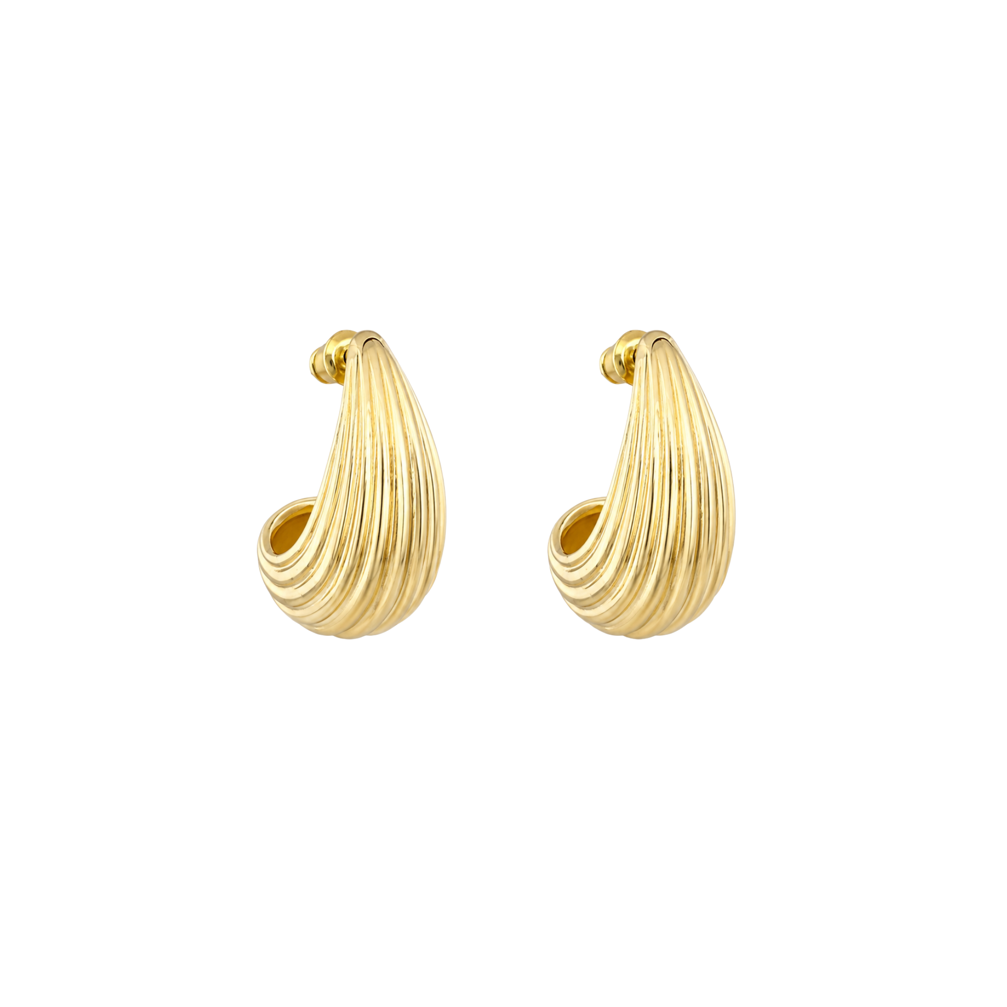 Ribbed Teardrop Hoops