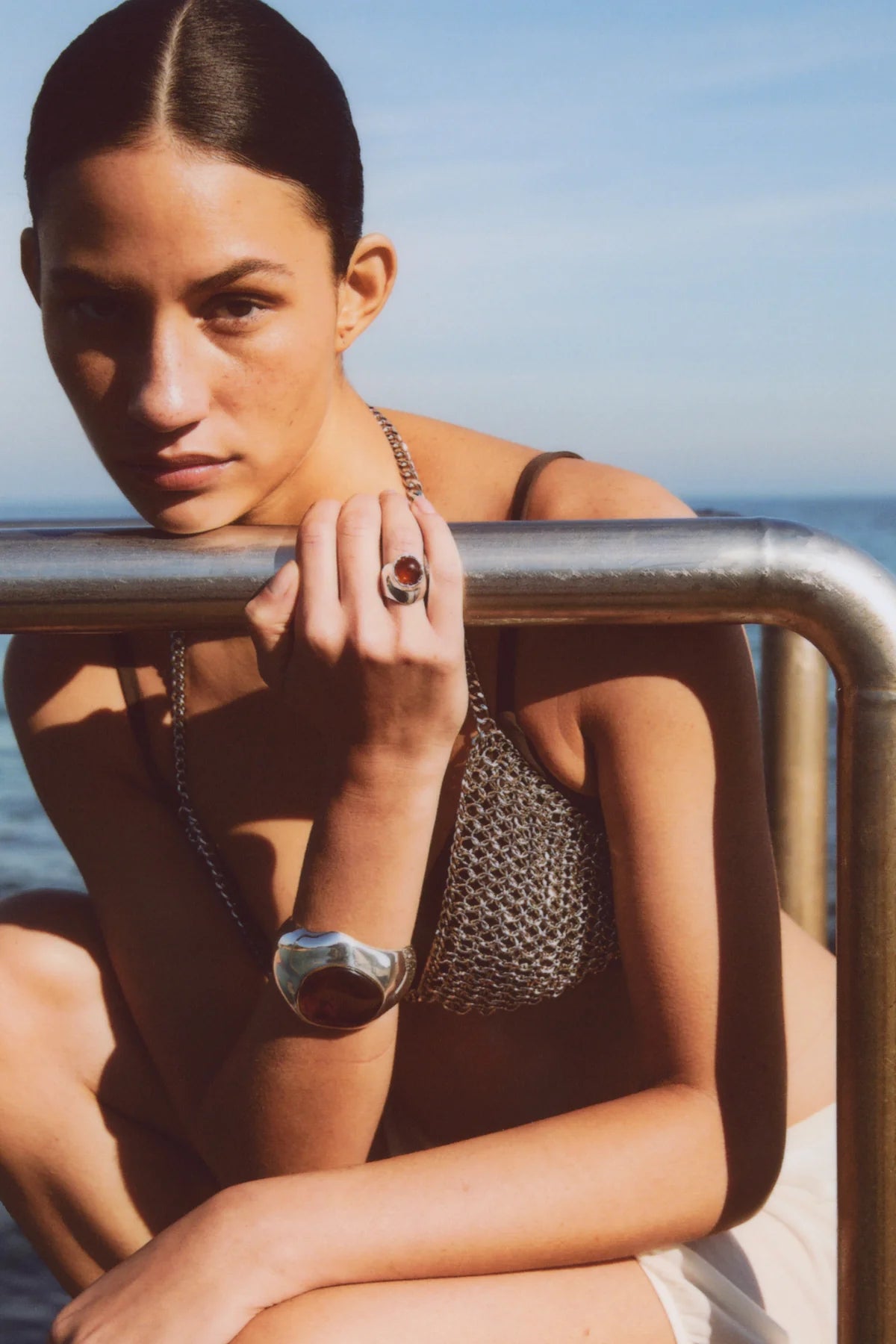 BALI SILVER AMBER RING