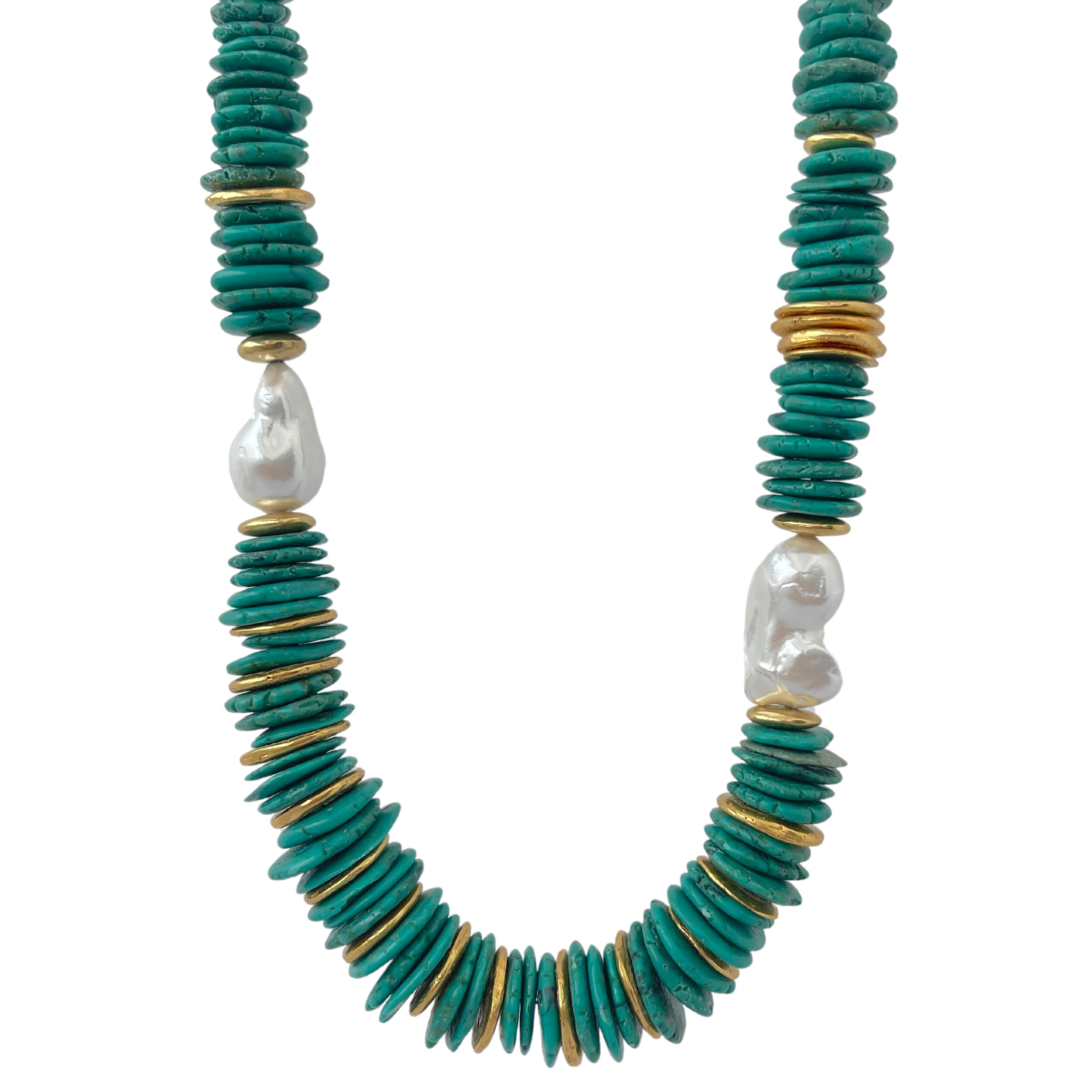 NicoBlu® Gia Statement Necklace in Aquamarine Crystal and White Pearls