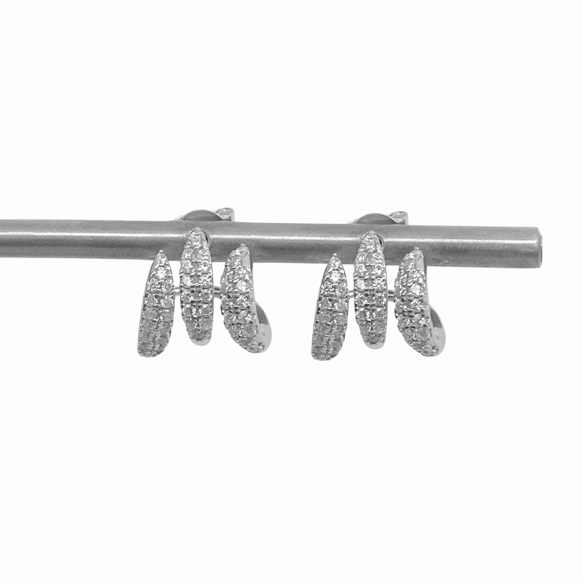 Pave Triple Hoop Stud