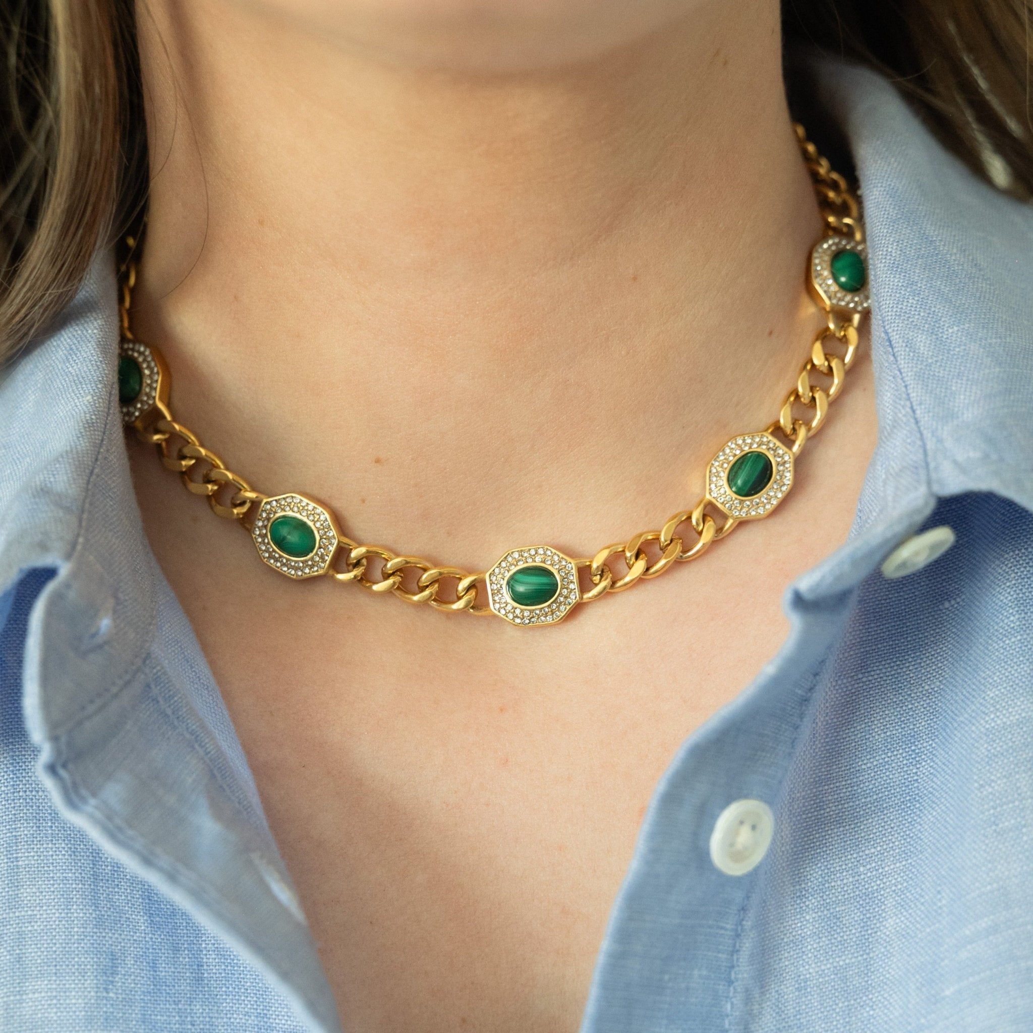 Hexagon Necklace Malachite - Ibiza Passion