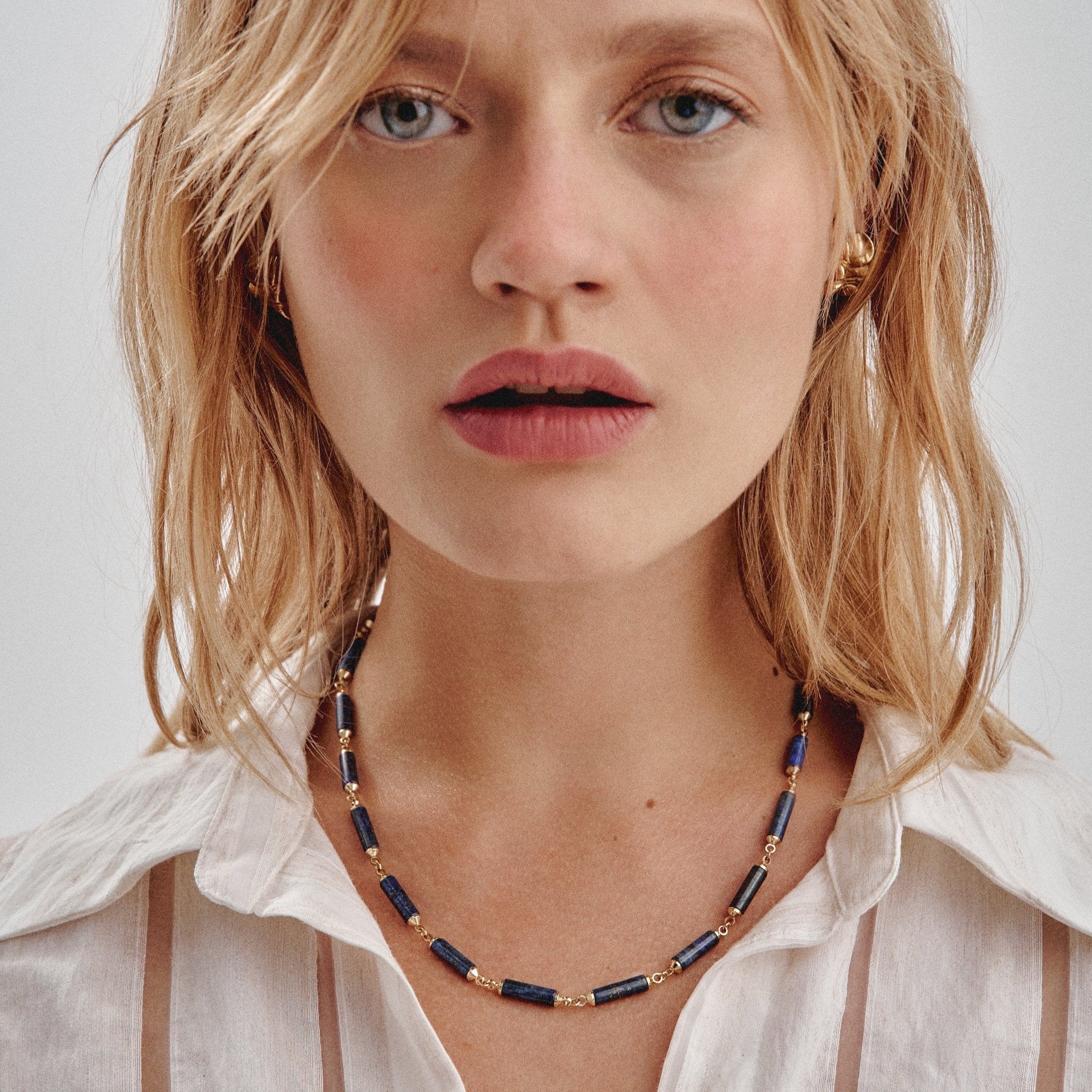'ORIGEN' STONES BARS NECKLACE -LAPIS - TGU