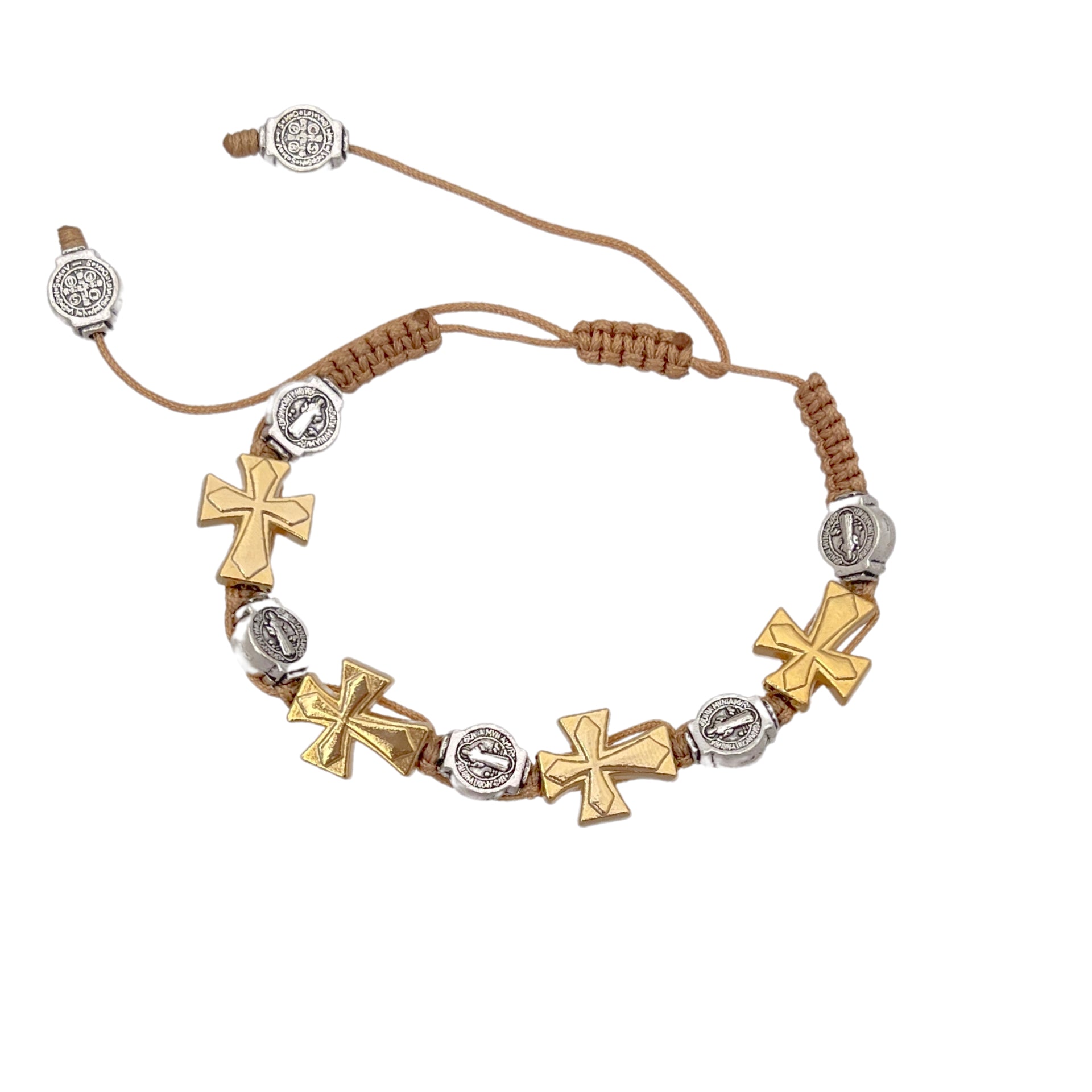 Silver San Benito Gold Cross Bracelet