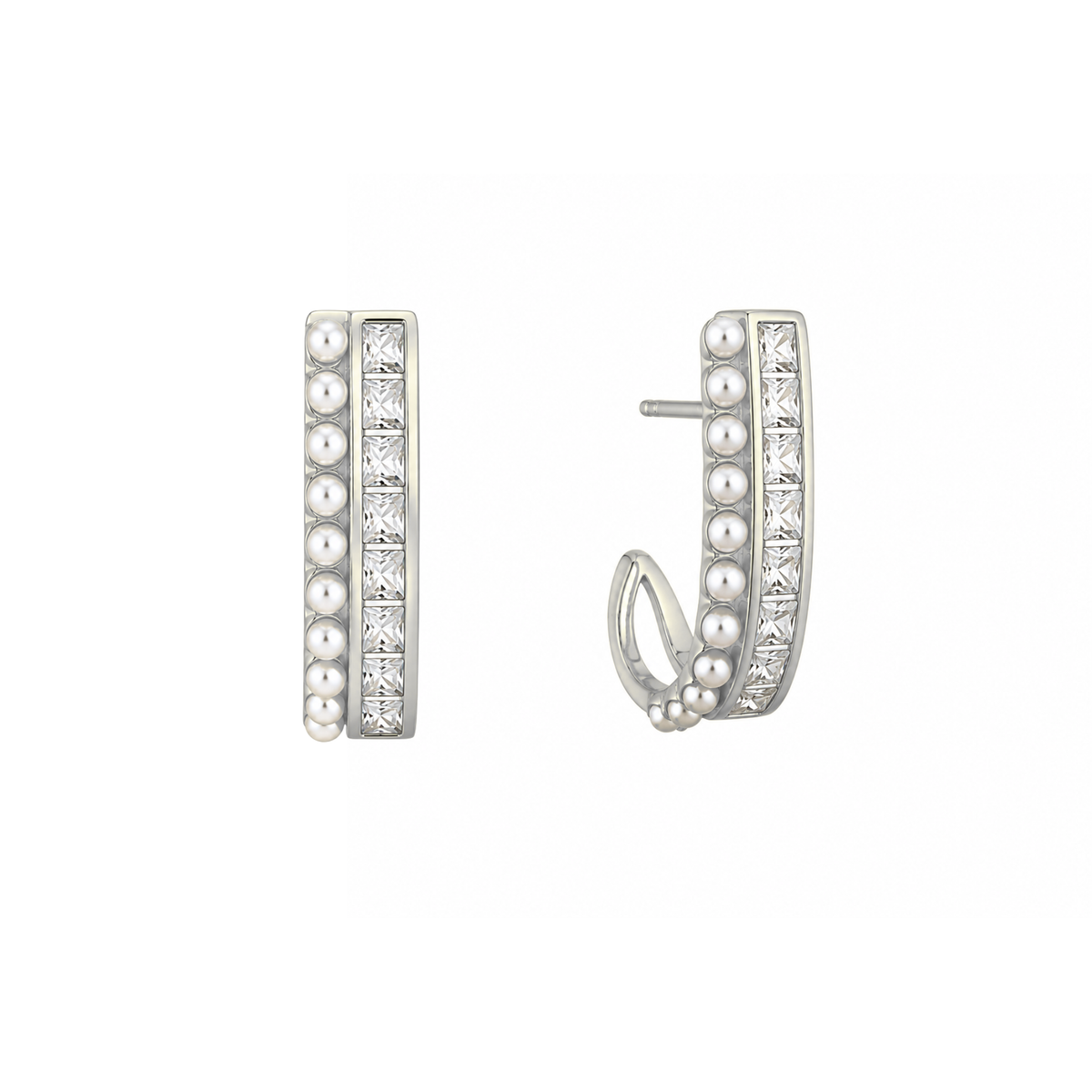 Twin Row Pearl Hoops