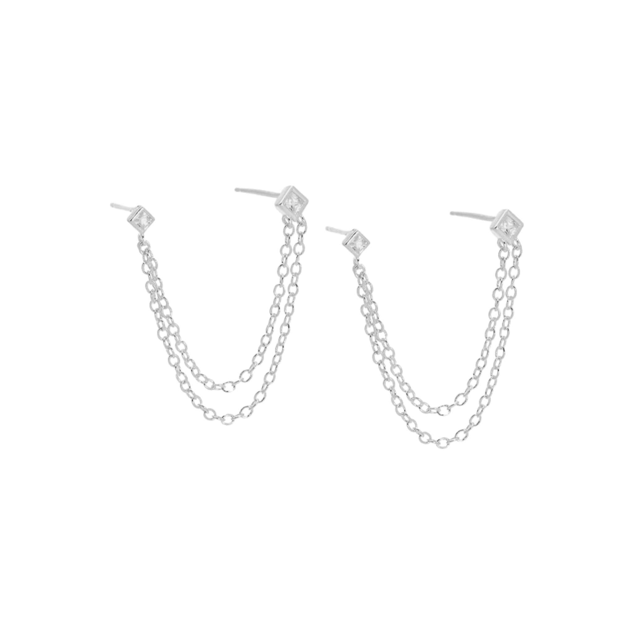 Double Chain Stud Earrings
