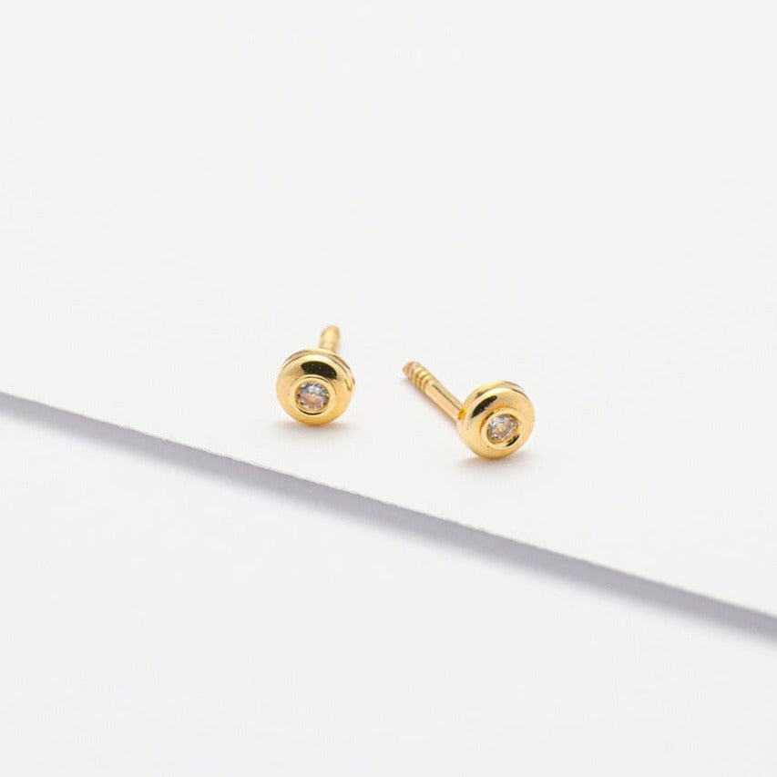 14k Round Baby Earring with CZ