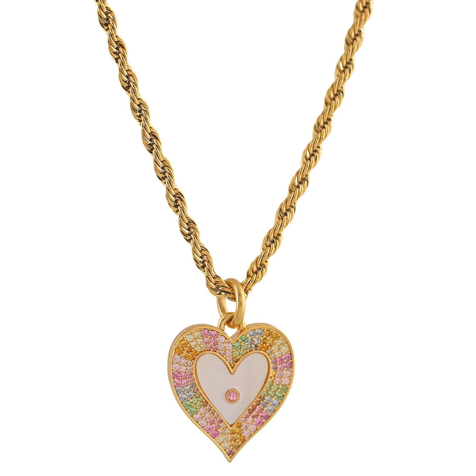 'FREEDOM' Mother Pearl Heart Necklace