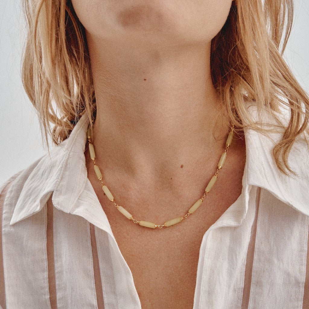 'ORIGEN' STONES BARS NECKLACE - LEMON STONE -