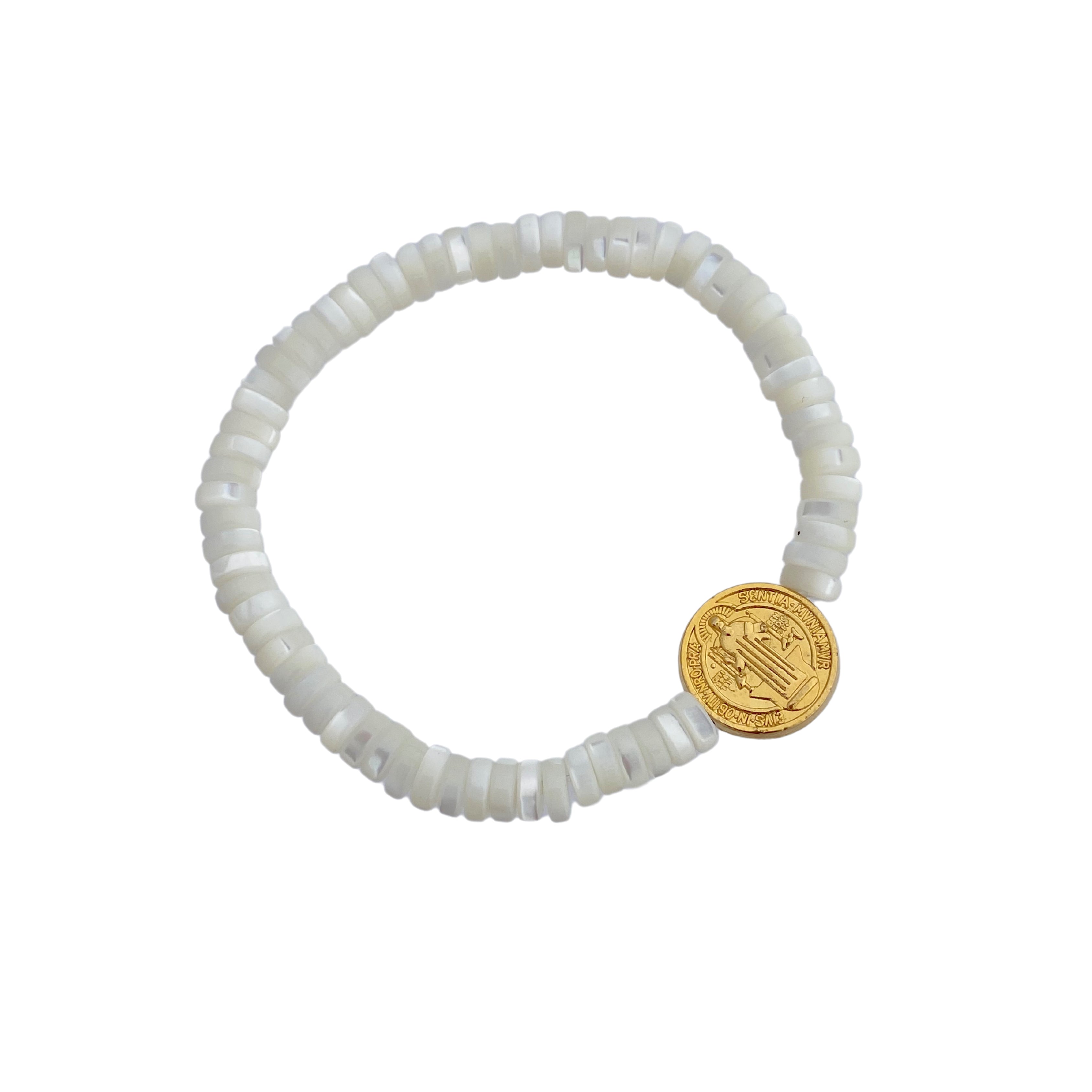 San Benito White Nacar Beads Bracelet