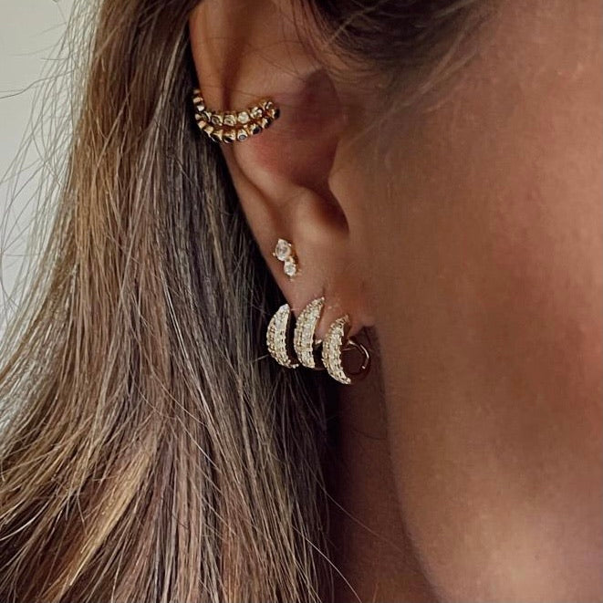 Pave Triple Hoop Stud
