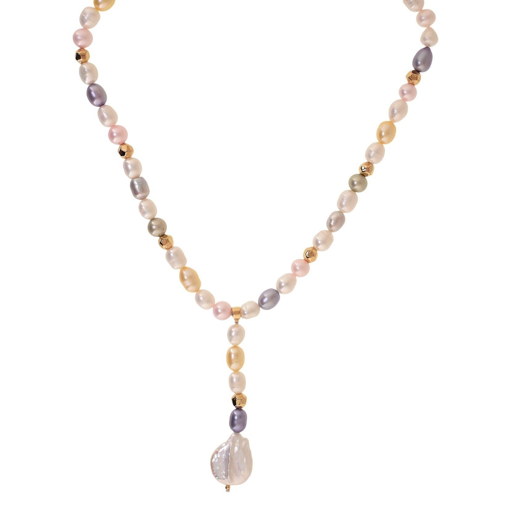 'PENINSULA' COLORED PEARLS TIE NECKLACE