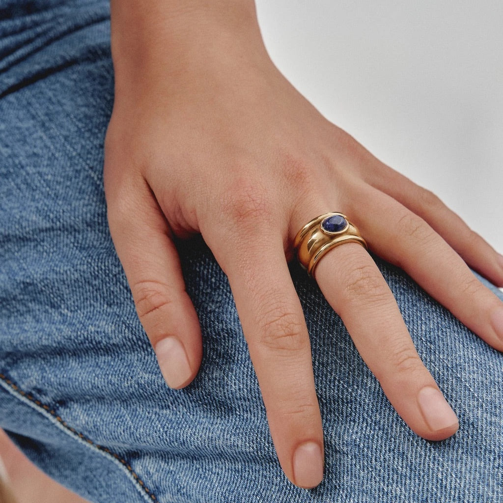 'ATLANTICO' RING WITH CENTRAL LAPIS STONE