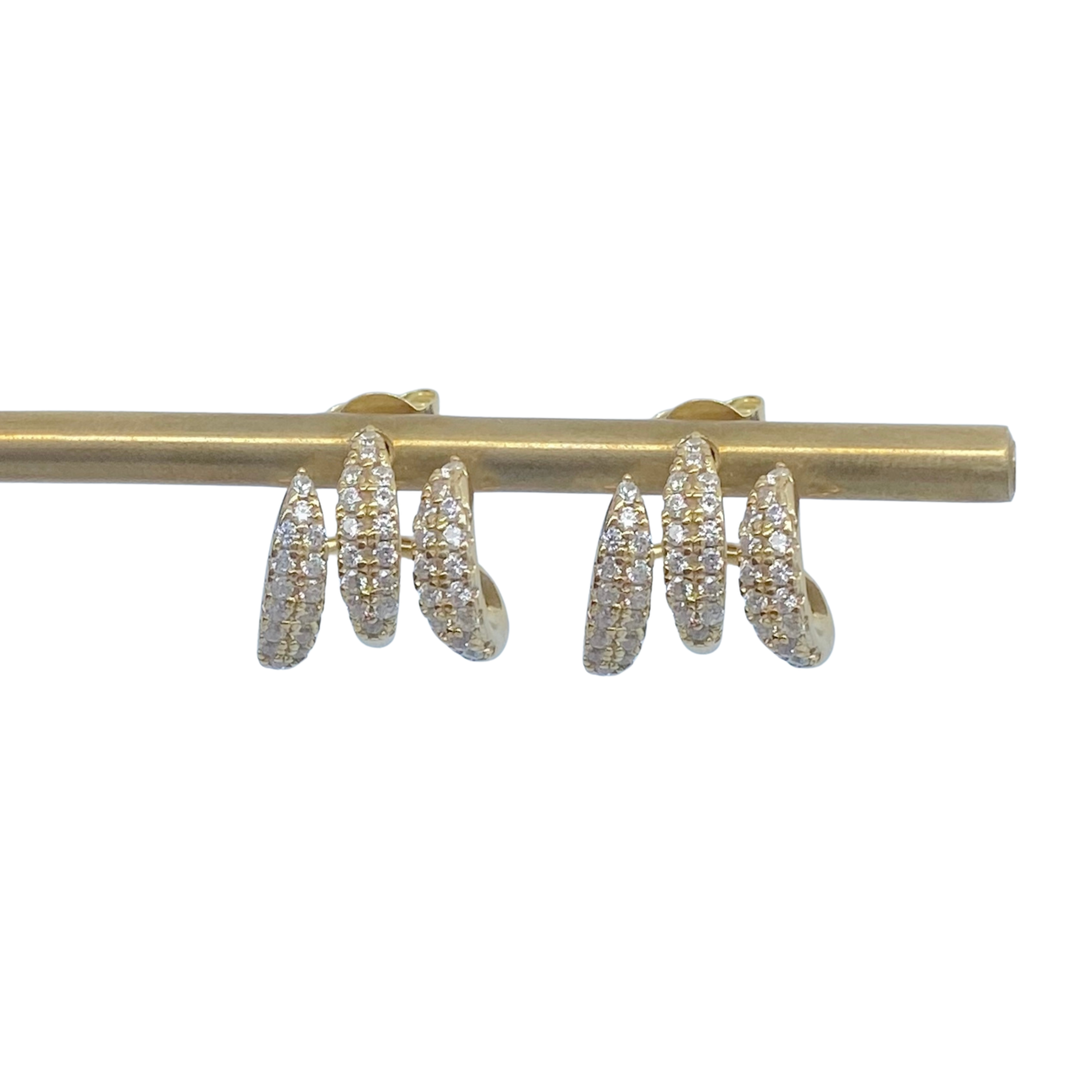 Pave Triple Hoop Stud